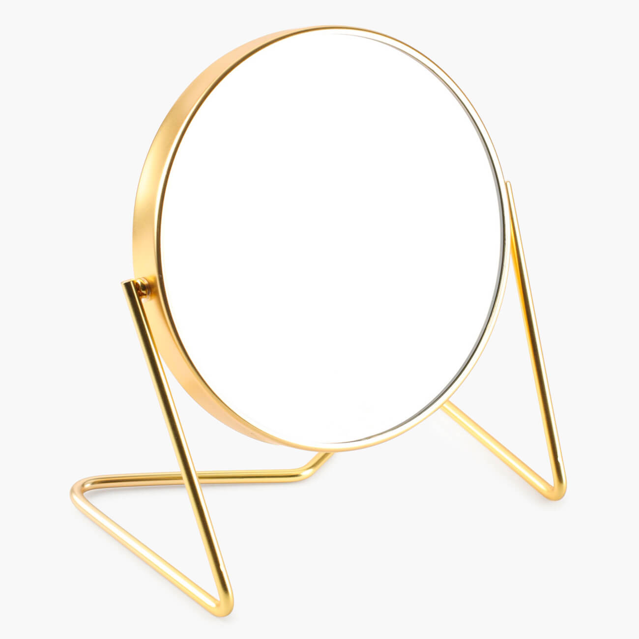 Зеркало настольное, 18 см, двустороннее, металл, круглое, золотистое, Trend изображение № 1