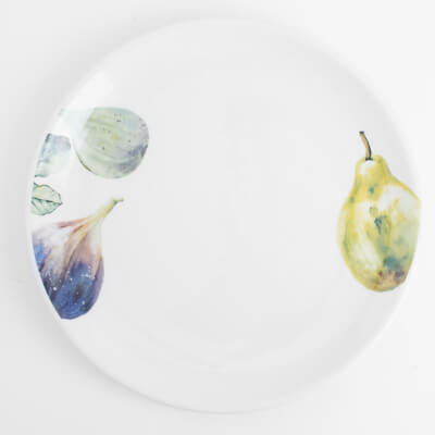 Тарелка закусочная, 21 см, керамика, белая, Инжир и груша, Fruit garden