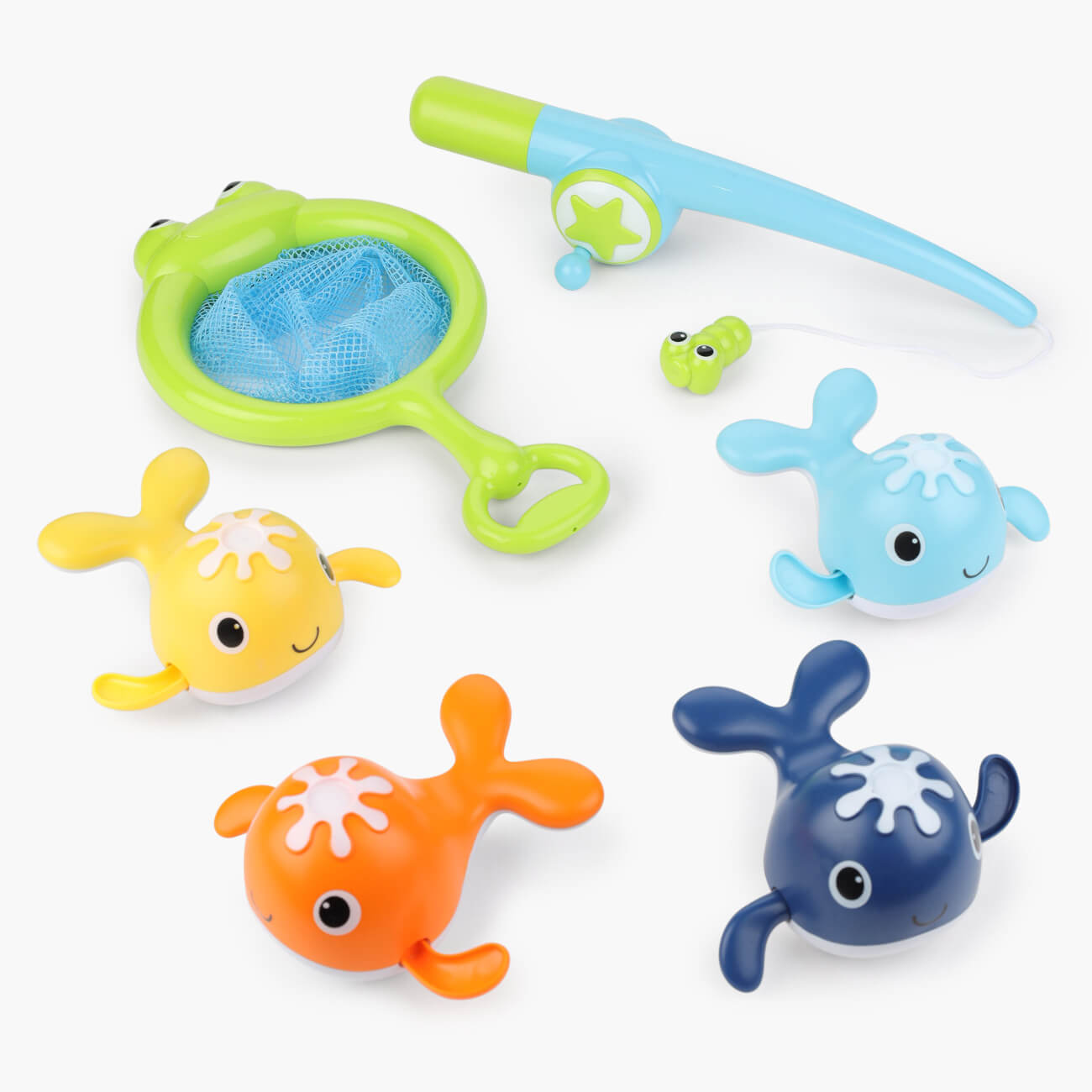 Набор игрушек для купания, 6 пр, сачок/удочка/игрушки, пластик, Лягушка и рыбки, Game изображение № 1