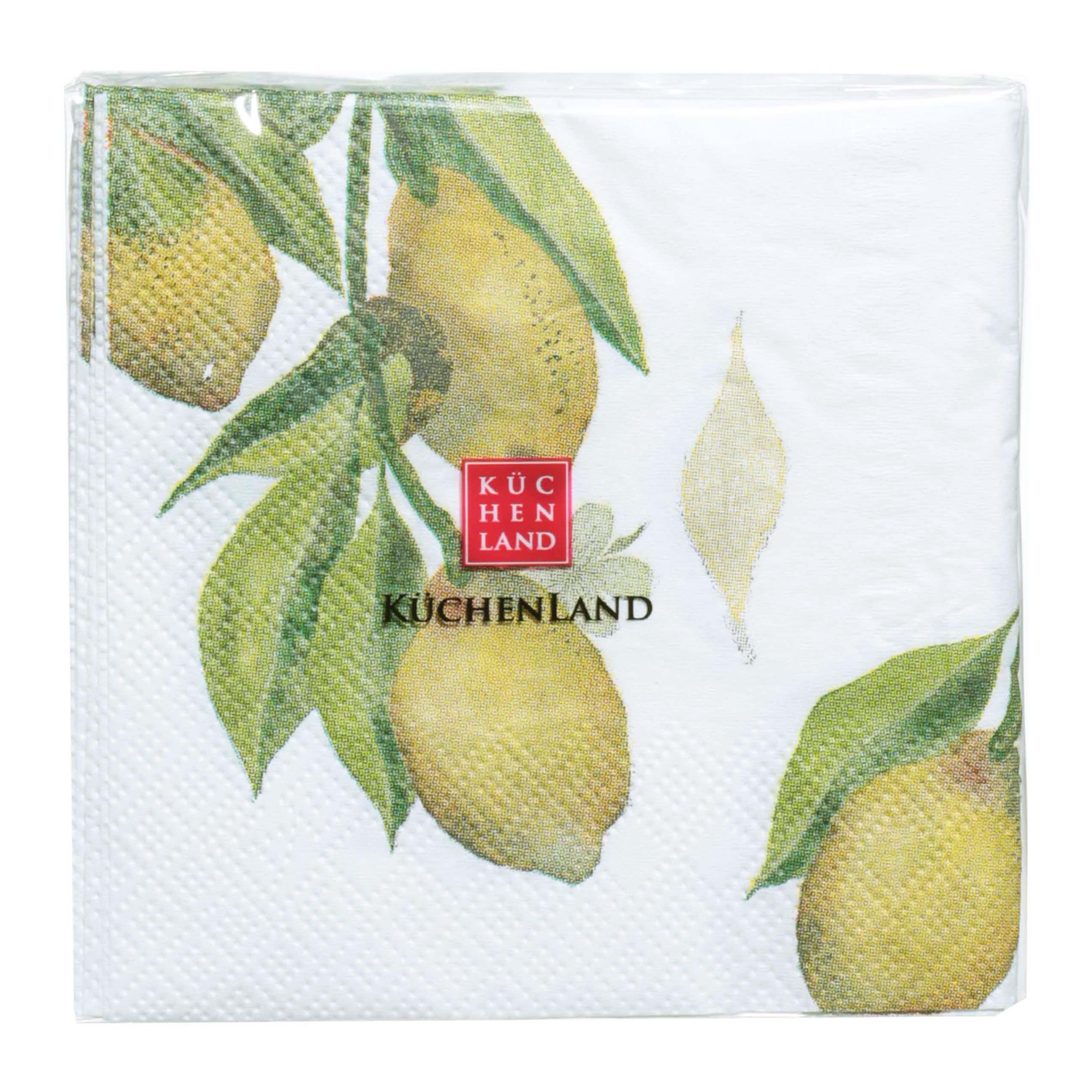 Салфетки бумажные, 21х21 см, 20 шт, квадратные, Лимоны на ветке, Sicily in bloom