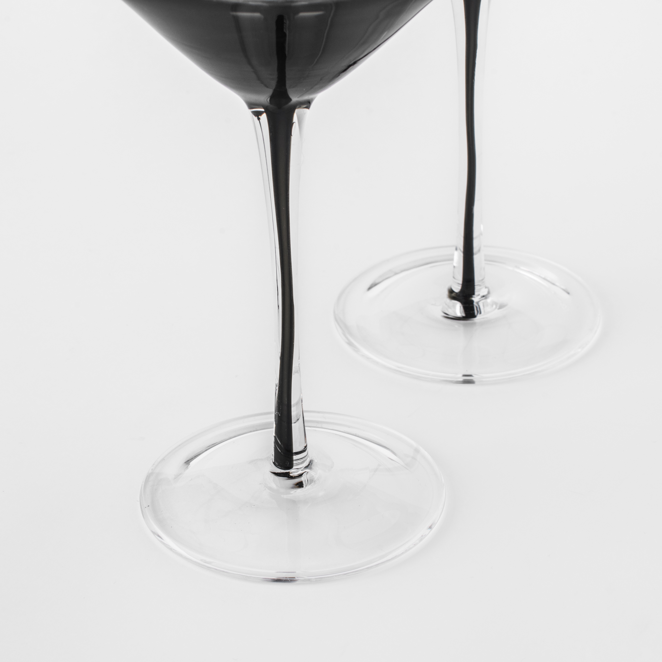 Бокал-креманка для шампанского, 280 мл, 2 шт, стекло, серый градиент, черная ножка, Stone color