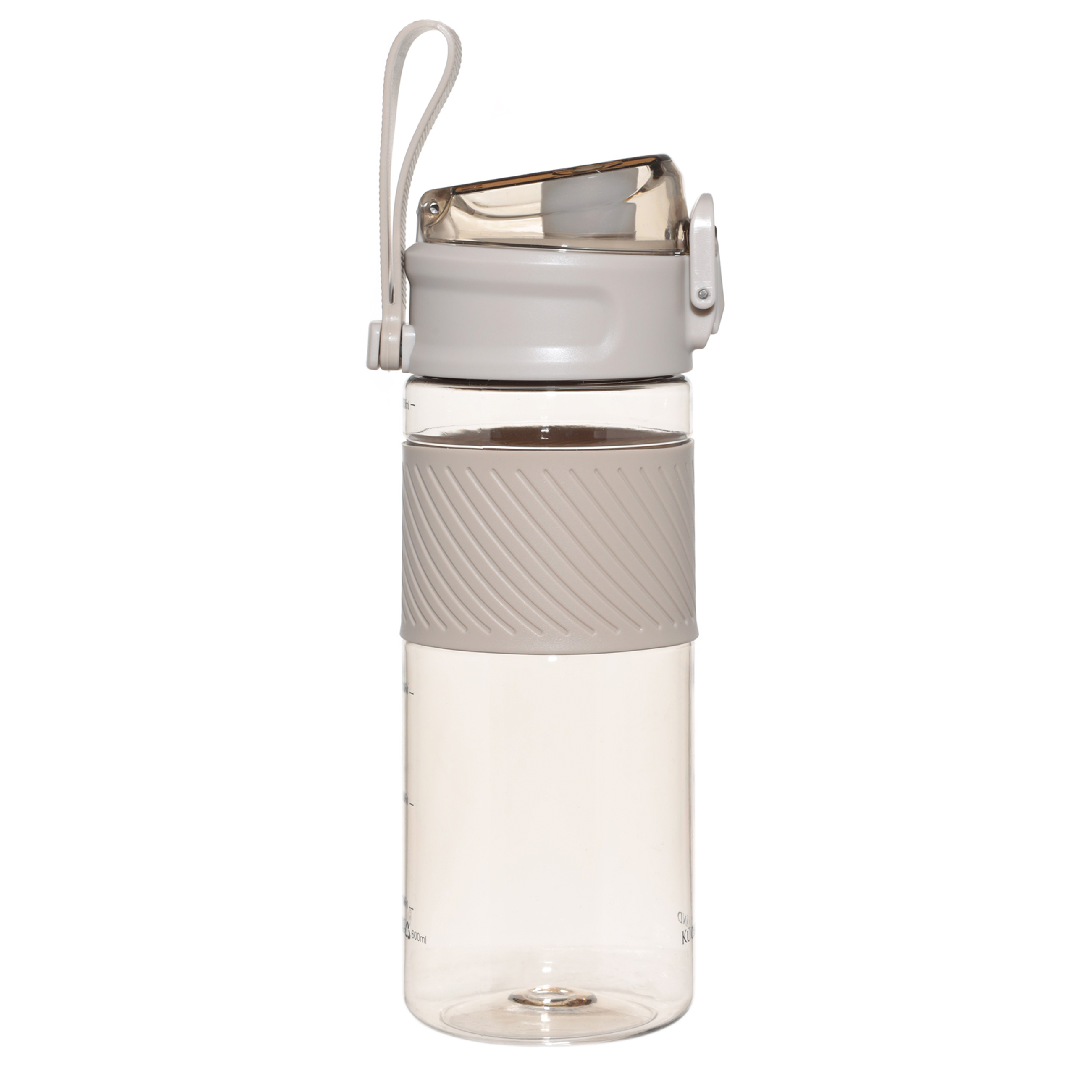 Бутылка для воды, 600 мл, пластик/силикон, бежевая, Sport