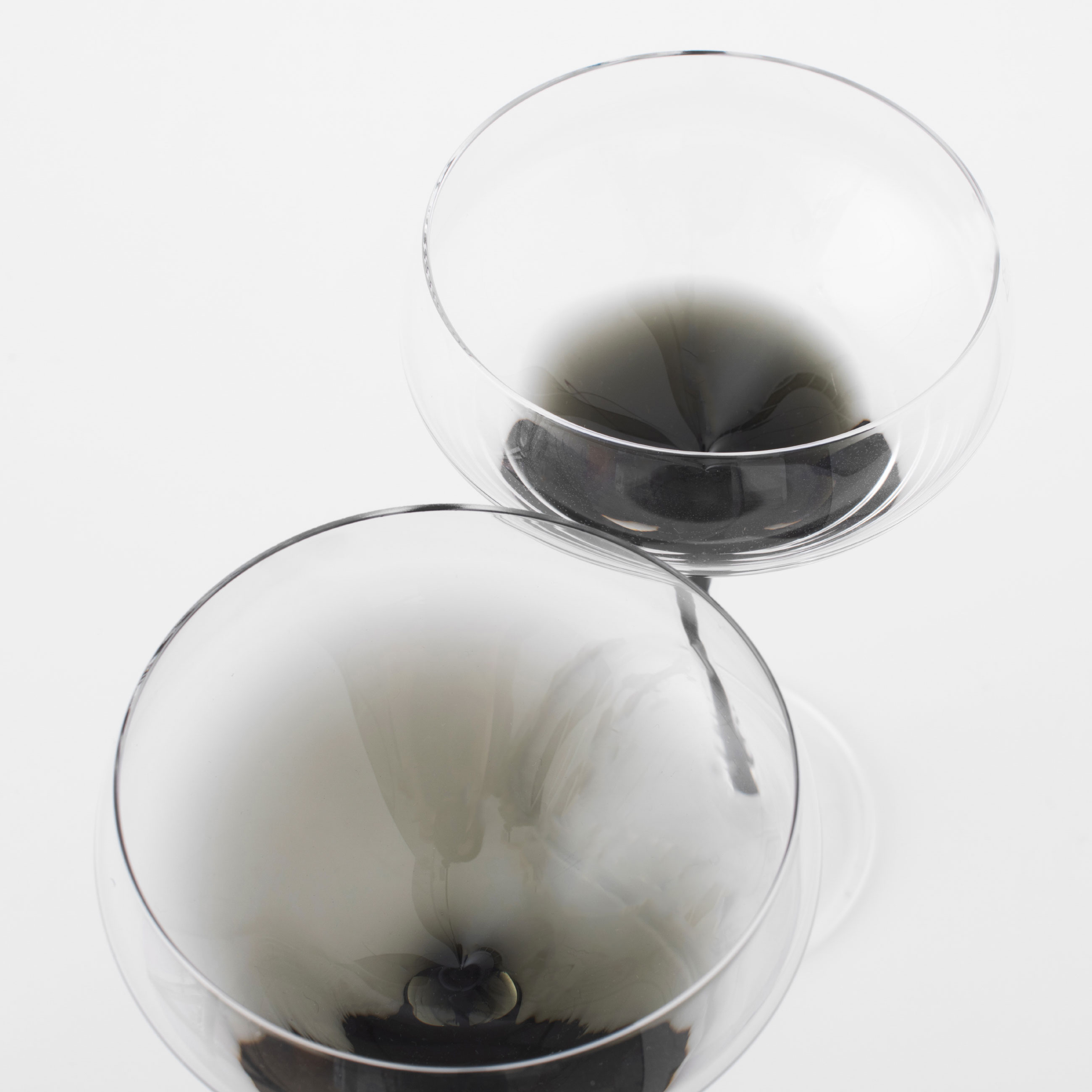 Бокал-креманка для шампанского, 280 мл, 2 шт, стекло, серый градиент, черная ножка, Stone color