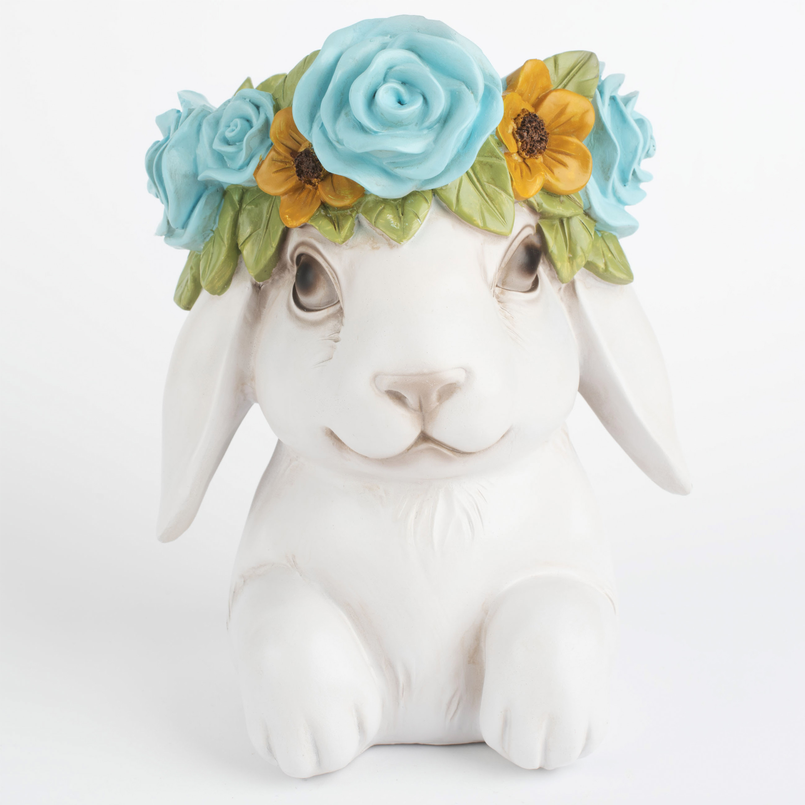Ваза декоративная, 22 см, полирезин, серая, Кролик в венке, Pure Easter