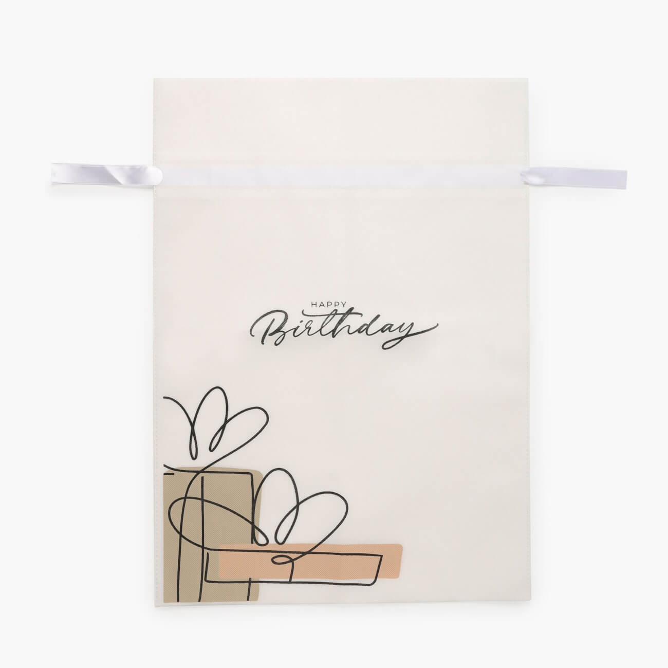 Мешок подарочный, 30х45 см, с завязками, полипропилен, белый, Happy Birthday, Birthday изображение № 1