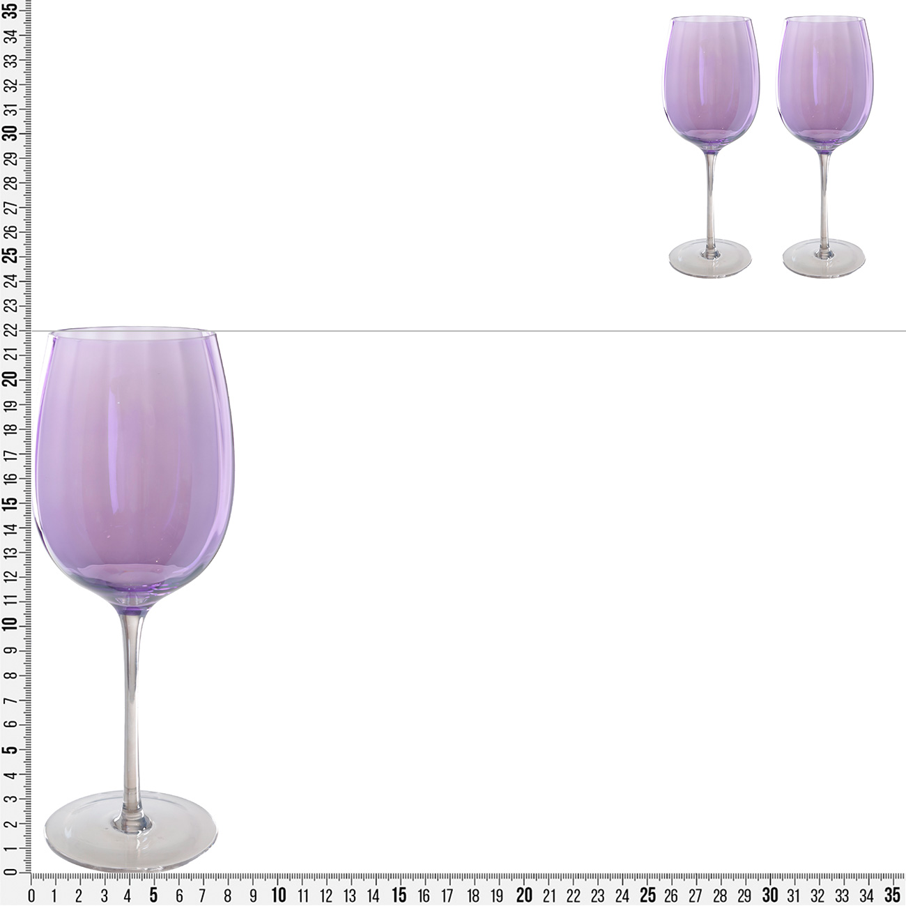 Бокал для вина, 470 мл, 2 шт, стекло, фиолетовый, Filo R color