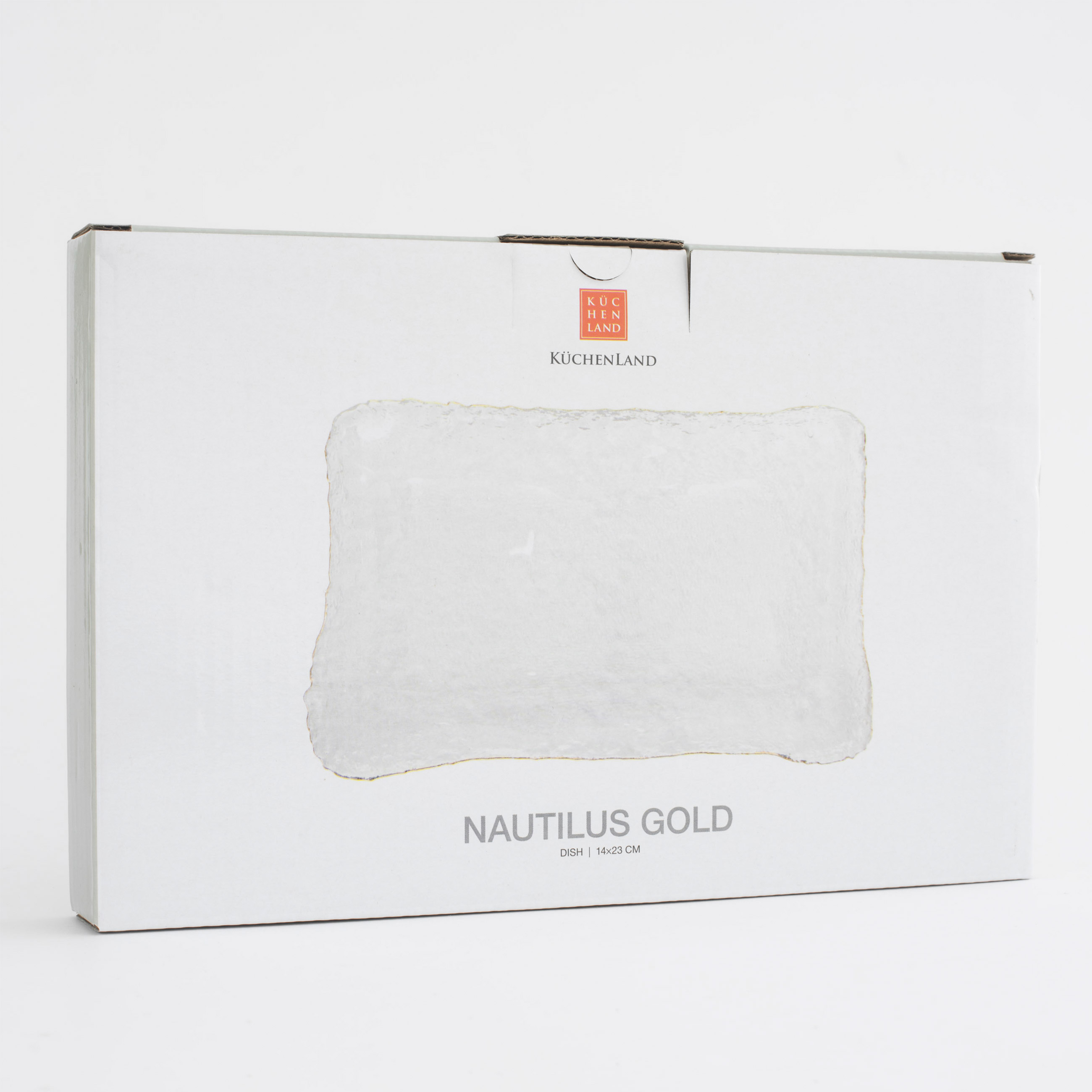 Блюдо, 14х23 см, стекло, прямоугольное, с золотистым кантом, Nautilus gold