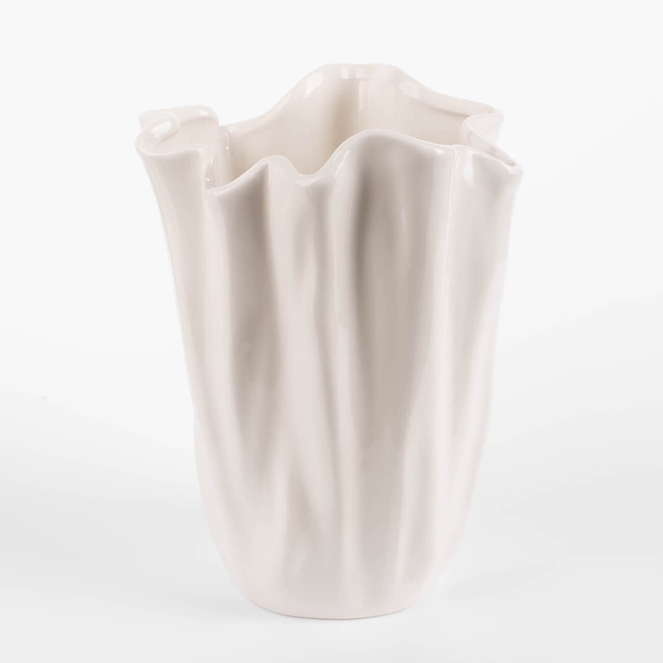 Ваза для цветов, 24 см, керамика, молочная, Мятый эффект, Crumple ваза для ов 24 см керамика белая мятый эффект crumple