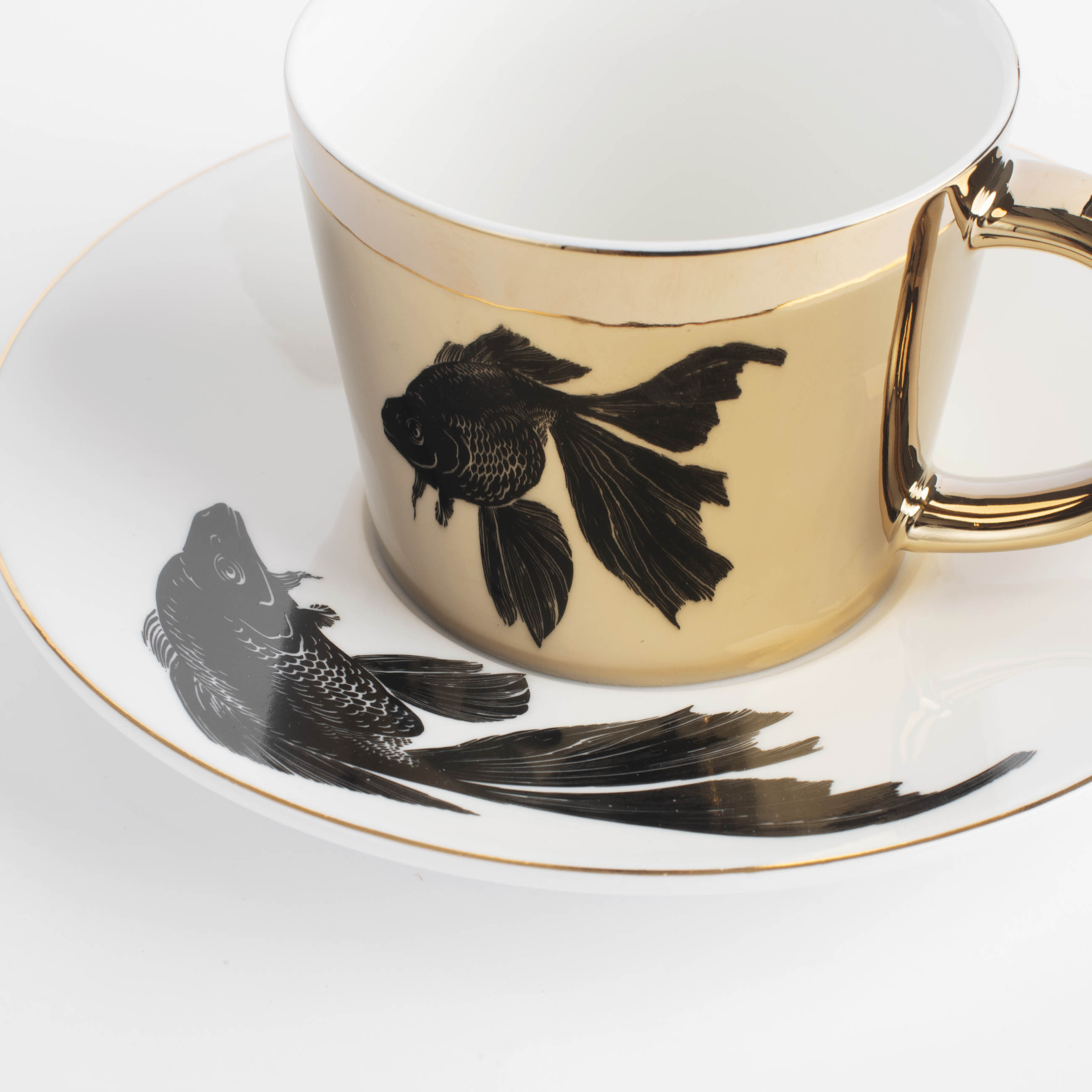 Пара чайная, 1 перс, 2 пр, 230 мл, фарфор P, бело-золотистая, Рыбка, Goldfish изображение № 4