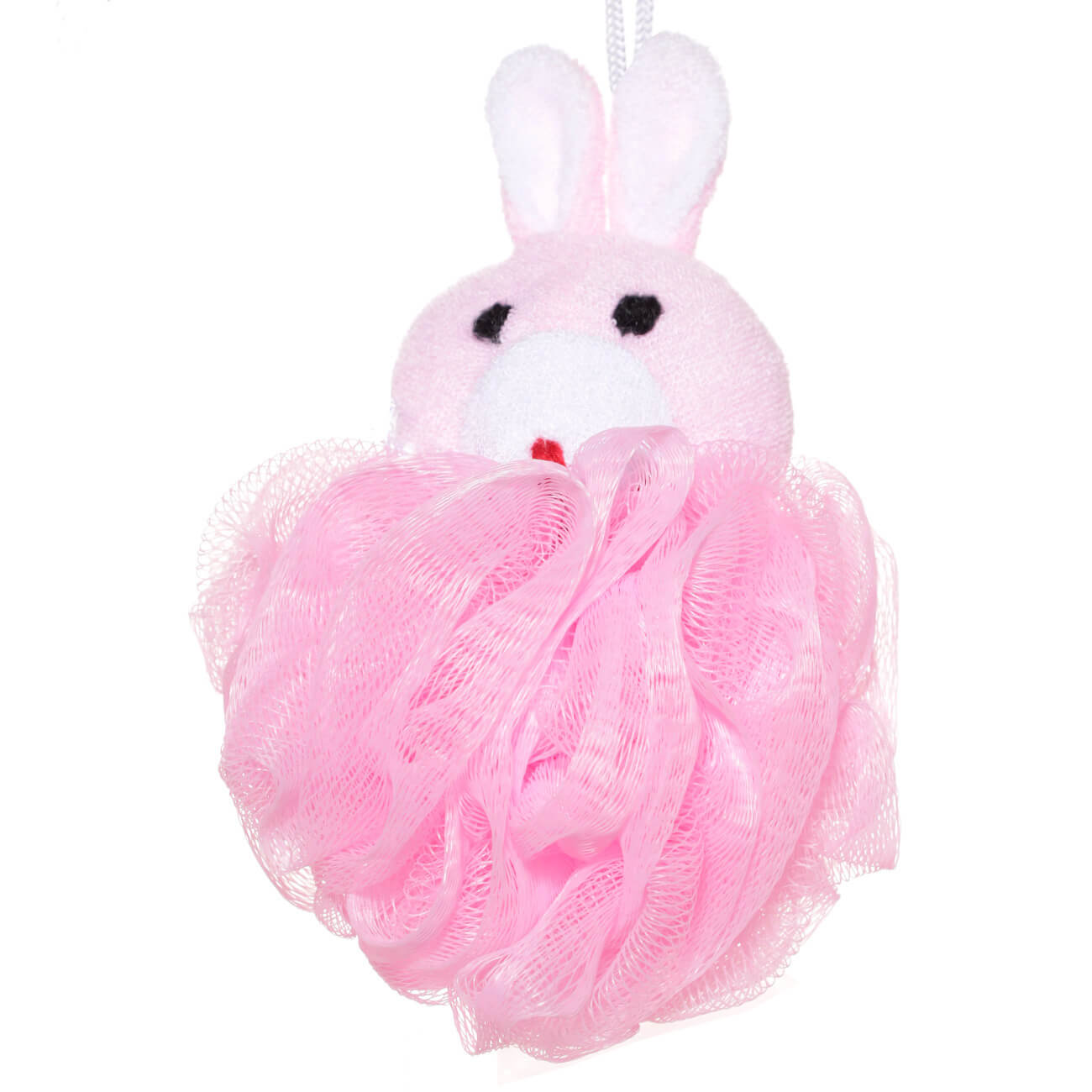 Мочалка для мытья тела, 12 см, детская, полиэтилен/полиэстер, розовая, Заяц, Rabbit губка для тела детская