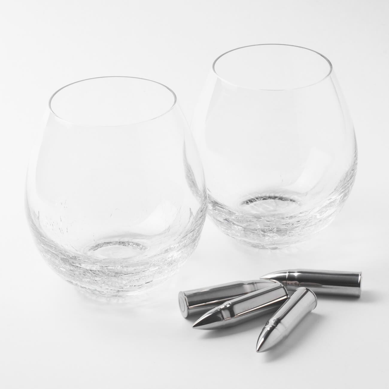 Набор для виски, 2 перс, 6 пр, стаканы/кубики, стекло/сталь, Кракелюр, Пули, Bullet набор для виски 1 перс 4 пр стакан кубики стекло р гранит peak