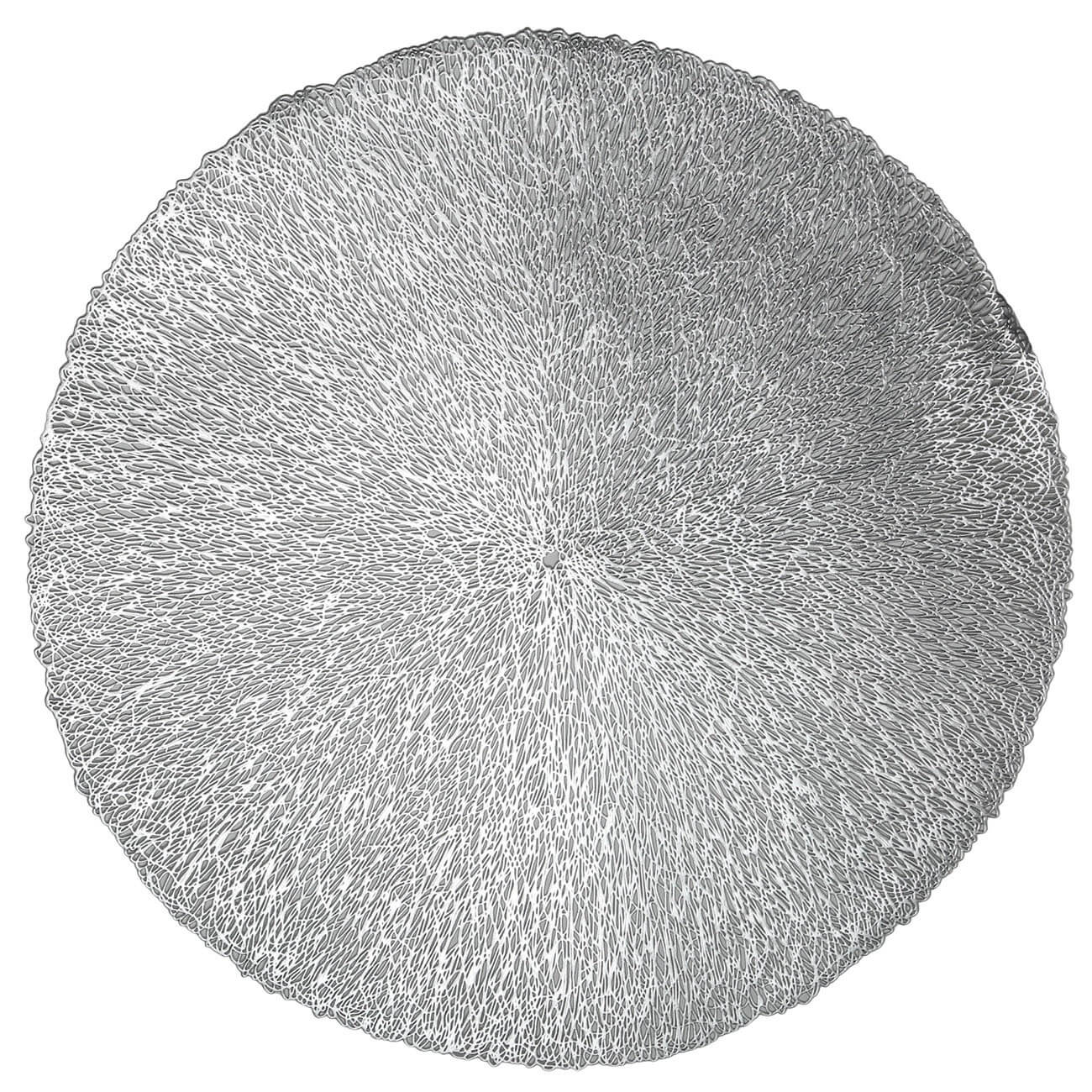 Салфетка под приборы, 38 см, ПВХ, круглая, серебристая, Azhur универсальная салфетка cisne