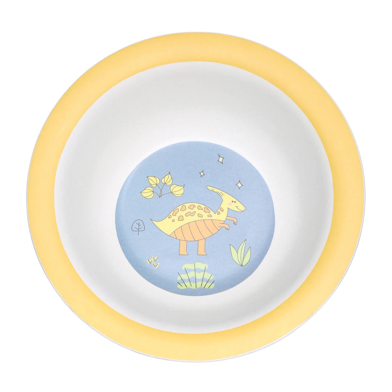 Тарелка суповая, детская, 15х4 см, бамбук, желто-голубая, Динозавр, Dino тарелка dudson камелот 22 9 см