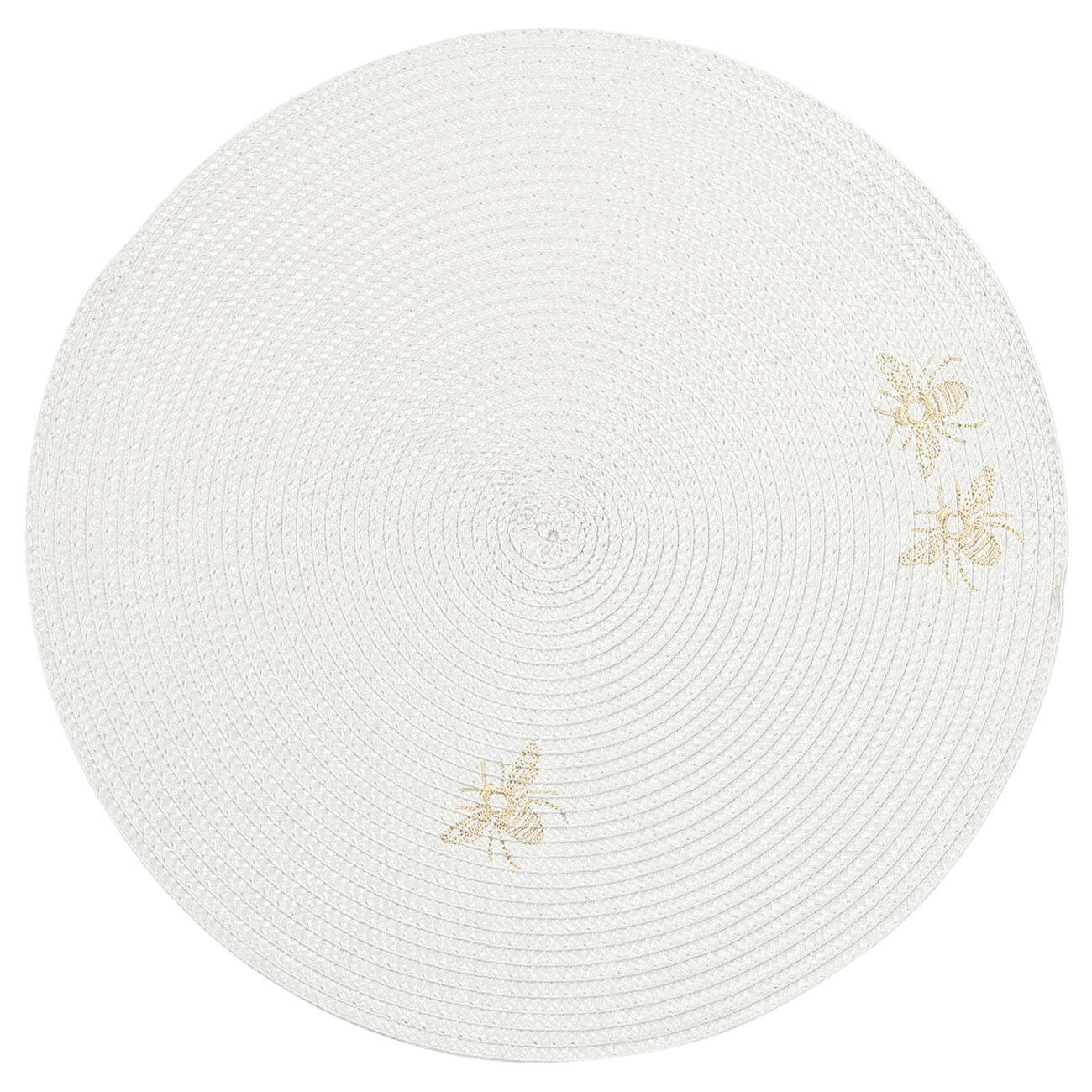 Салфетка под приборы, 38 см, полипропилен/ПЭТ, круглая, светло-серая, Пчелы, Circle embroidery салфетка для мытья посуды доляна 30×30 см
