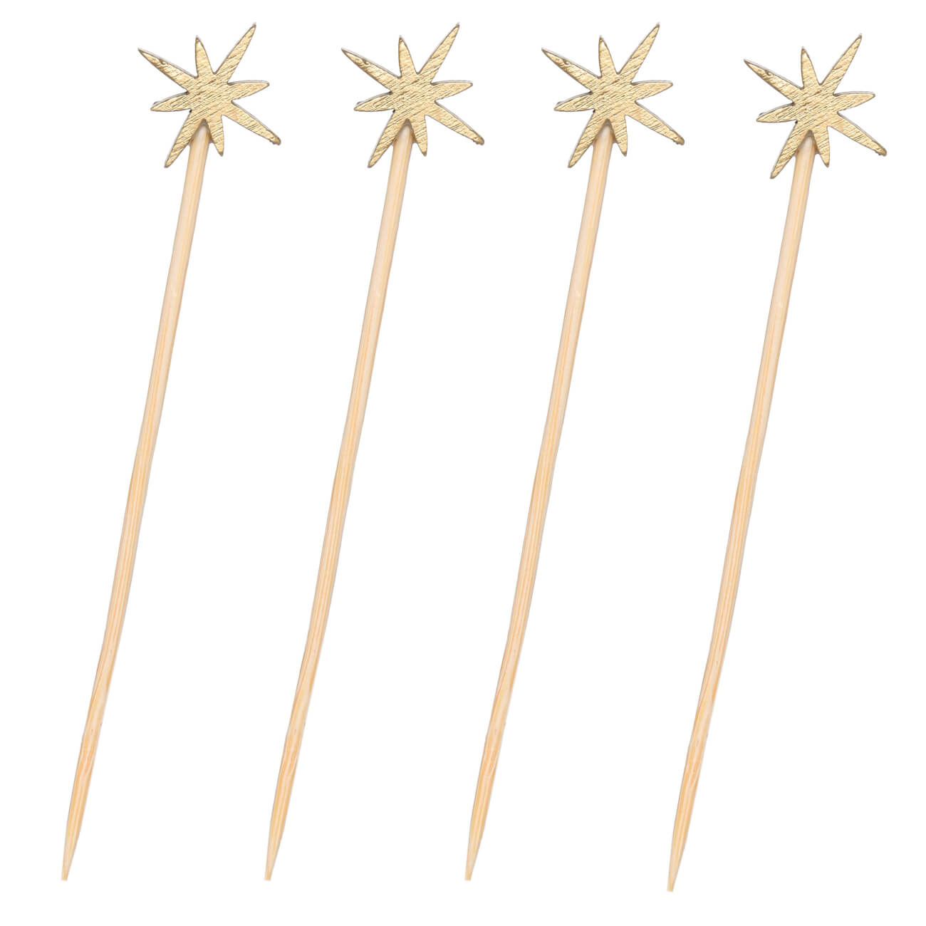 Шпажка для канапе, 9 см, 20 шт, бамбук, золотистая, Звезда, Elegant details бамбуковые пики для канапе bikson