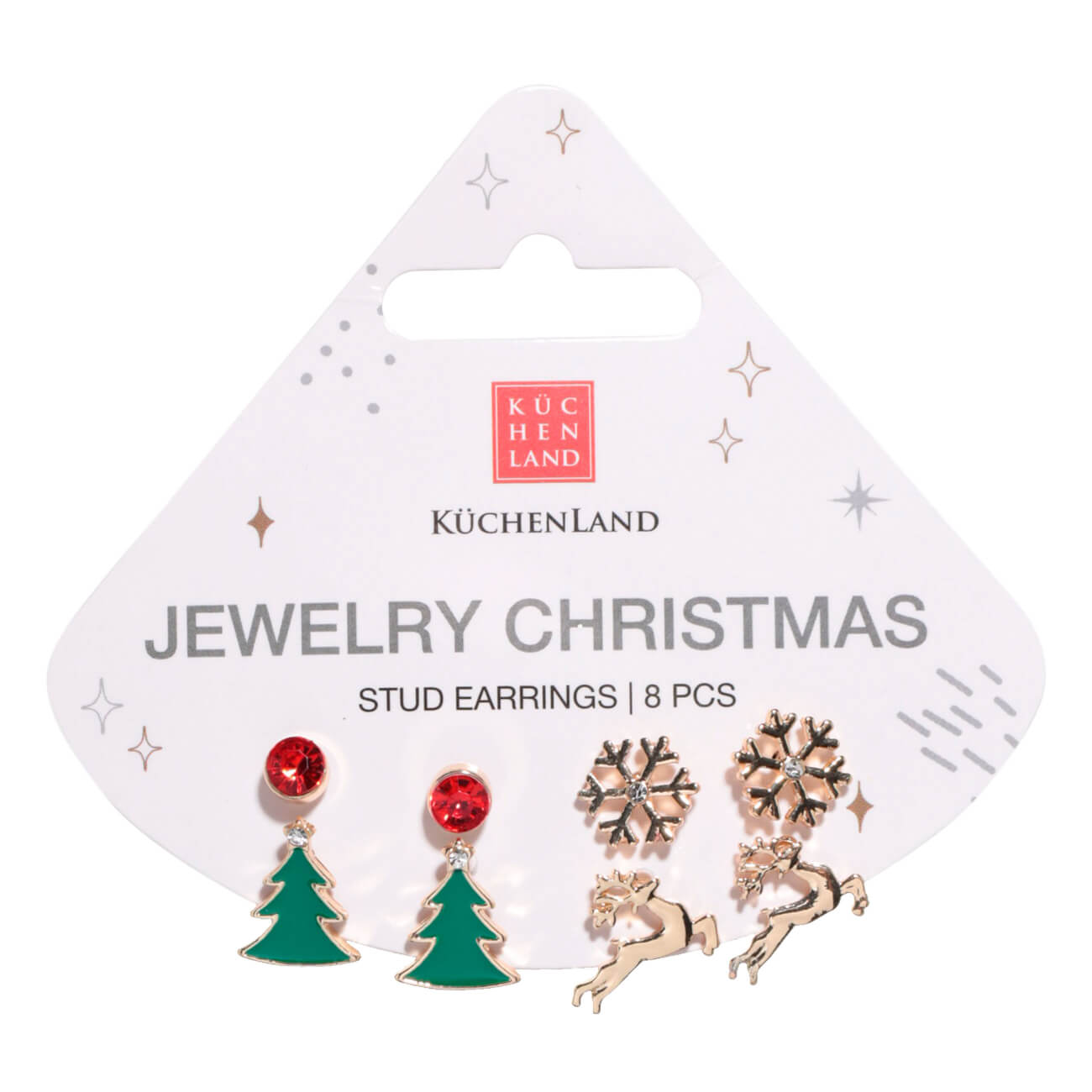 

Серьги-пусеты, 1 см, 8 шт, металл, золотистые, Jewelry christmas