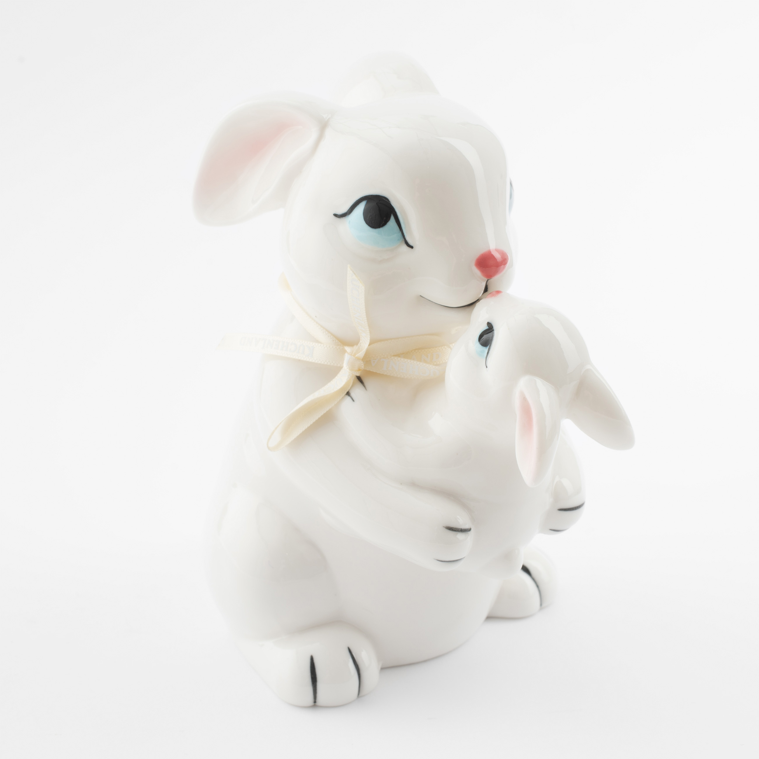 Статуэтка с подсветкой, 16 см, фарфор P, белая, Крольчиха с крольчонком, Easter
