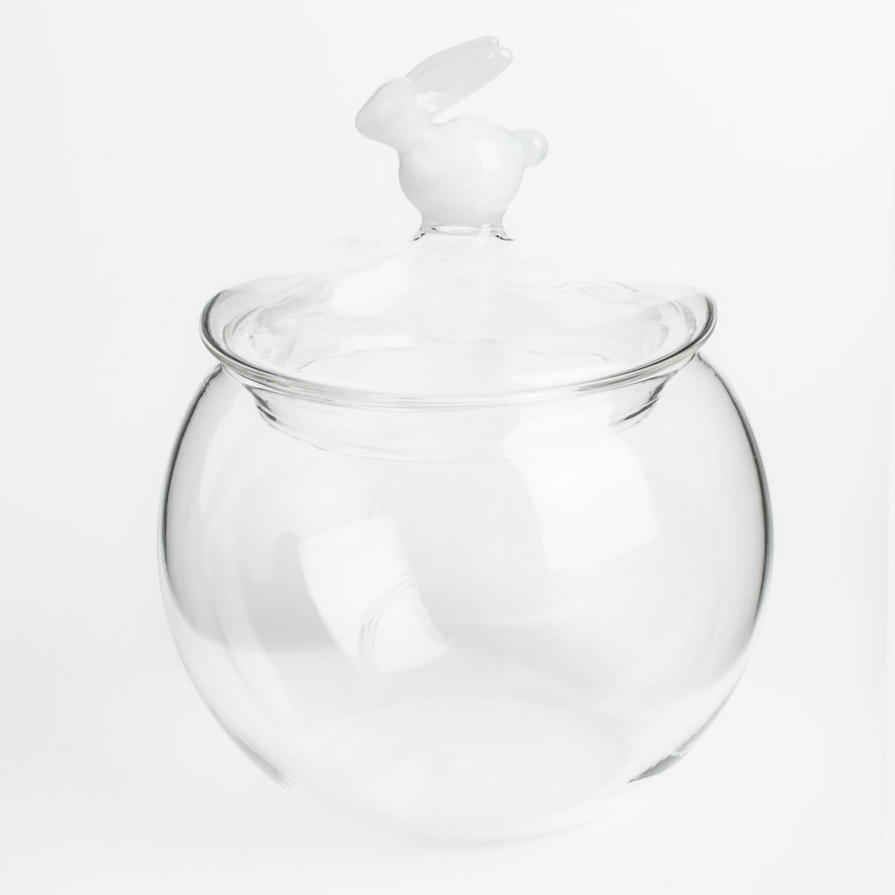 Конфетница, 10х14 см, 400 мл, с крышкой, стекло, Белый кролик, Clear figure конфетница сапожок с бомбошками