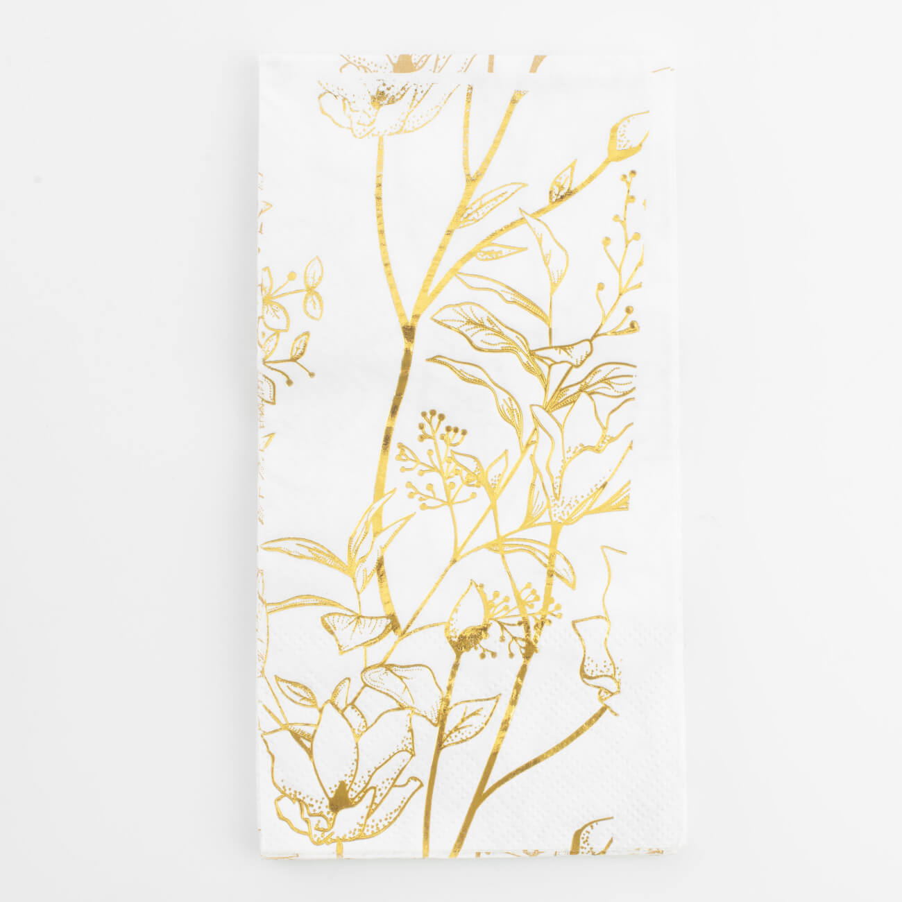 Салфетки бумажные, 33х33 см, 20 шт, прямоугольные, белые, Золотые цветы, Flower garden
