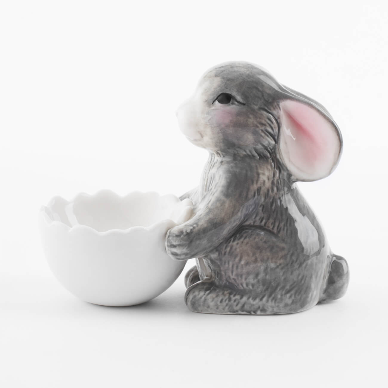 Подставка для яйца, 11 см, фарфор P, бело-серая, Кролик со скорлупой, Pure Easter подвеска пасхальное яйцо 10 см пенопласт кролик в ах easter