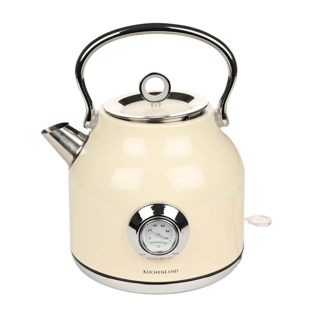 Чайник электрический, 1,7 л, 1850-2200 Вт, сталь/пластик, бежевый, Vintage kitchen чайник bork classic k704