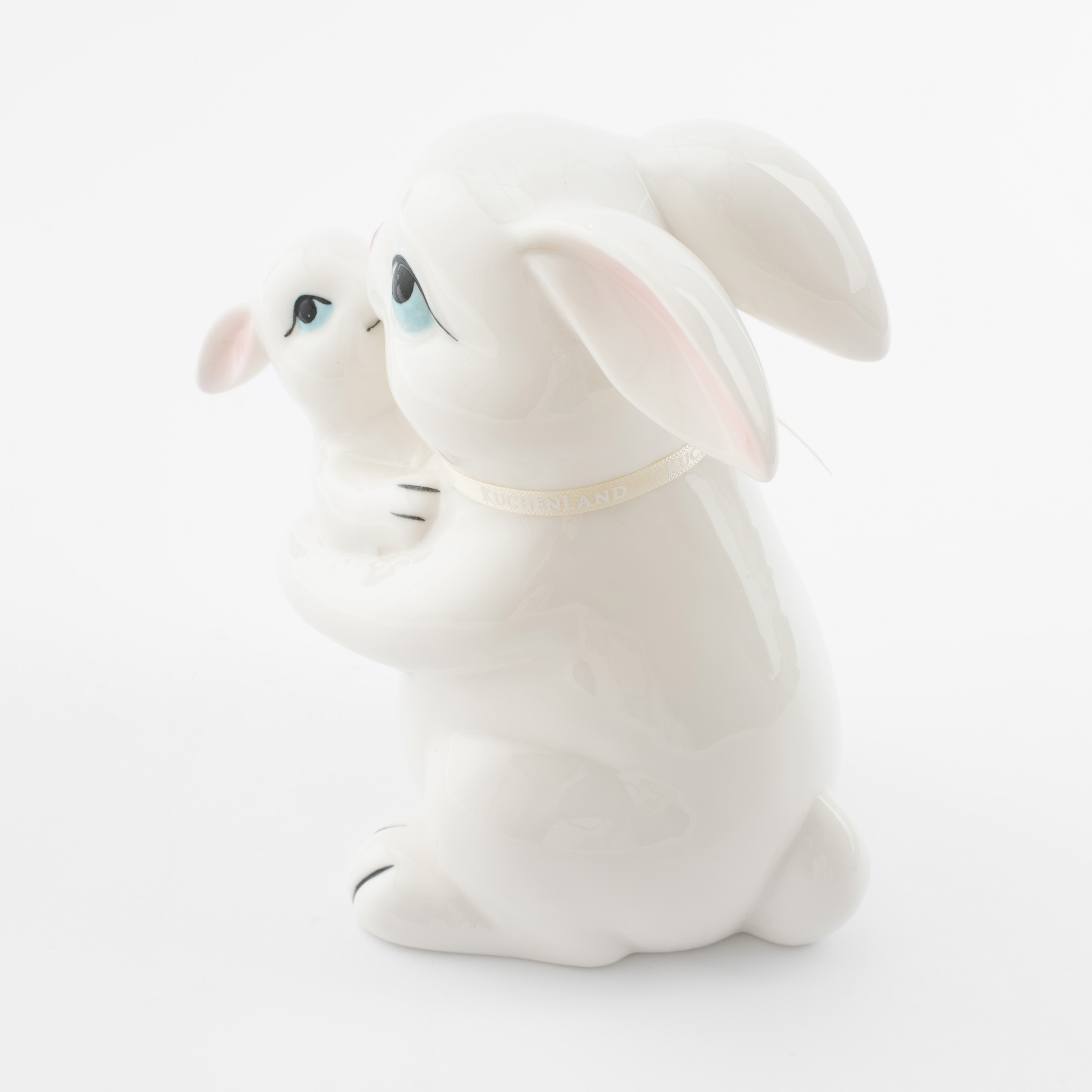 Статуэтка с подсветкой, 16 см, фарфор P, белая, Крольчиха с крольчонком, Easter