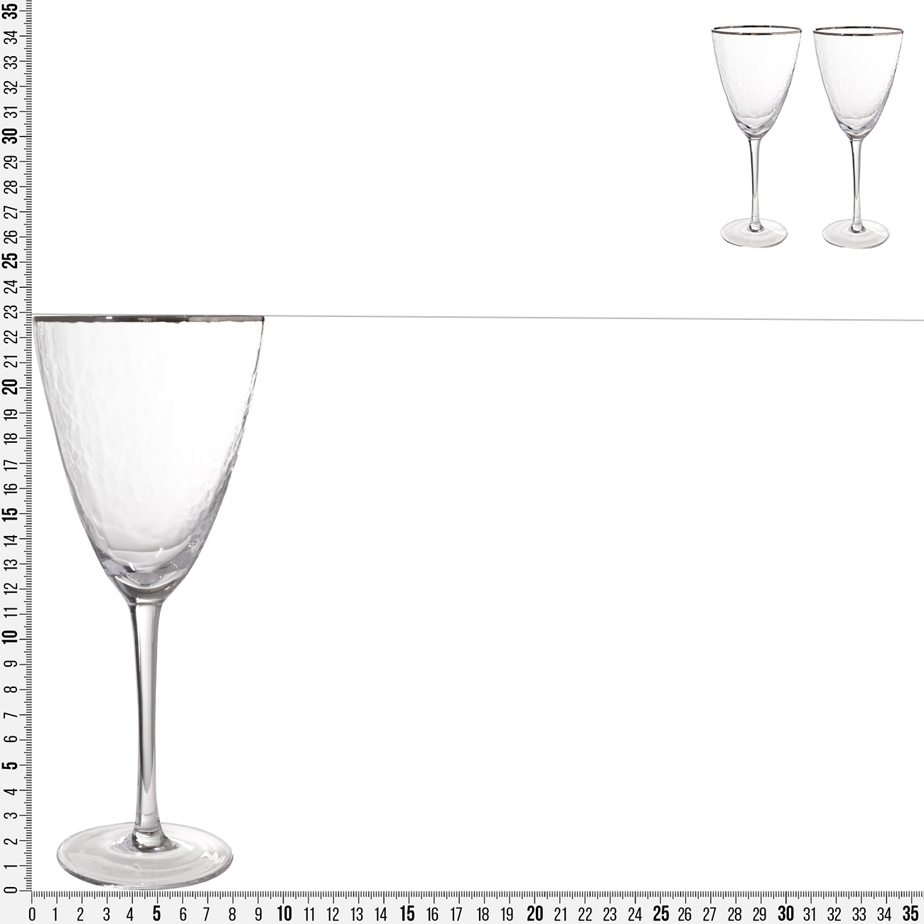 Бокал для вина, 400 мл, 2 шт, стекло, с серебристым кантом, Ripply silver изображение № 7