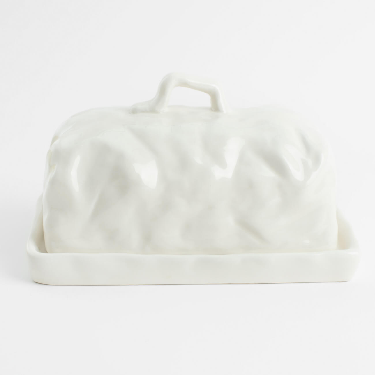 Масленка, 18 см, керамика, прямоугольная, молочная, Мятый эффект, Crumple масленка 18 см керамика прямоугольная белая butter course