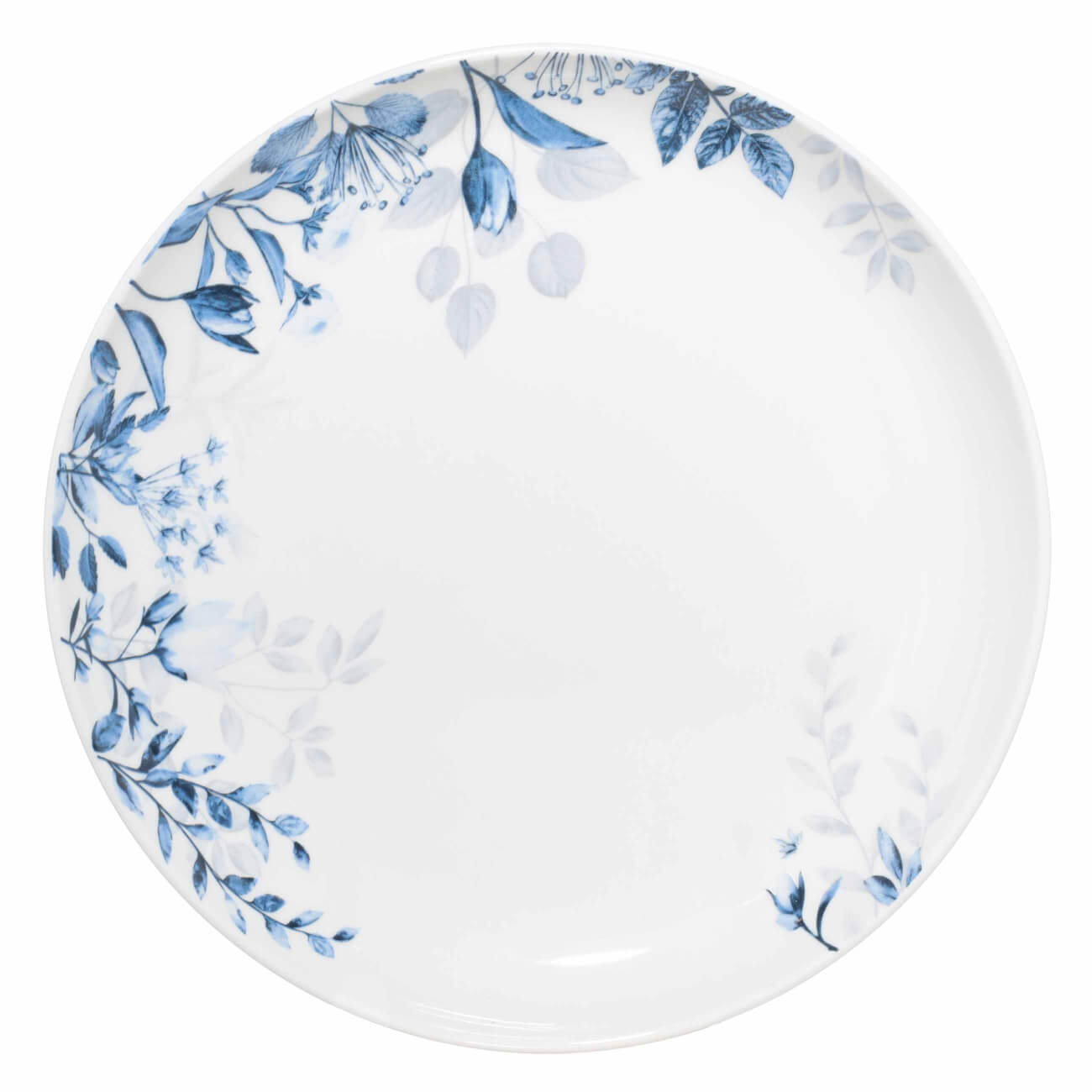 Тарелка обеденная, 27 см, фарфор N, белая, Синие цветы, Royal flower - фото 1