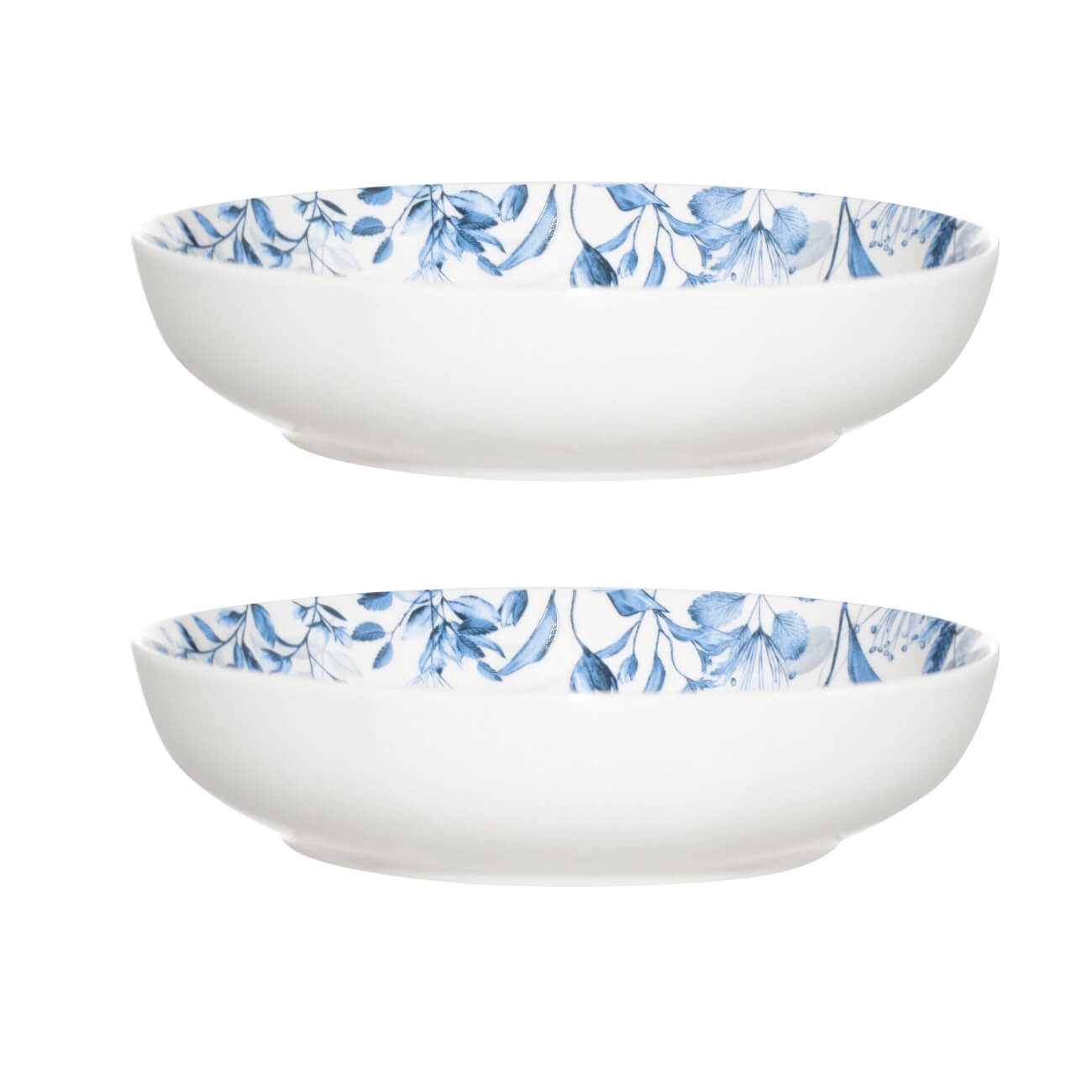Тарелка суповая, 20х5 см, 2 шт, фарфор N, белая, Синие цветы, Royal flower - фото 1