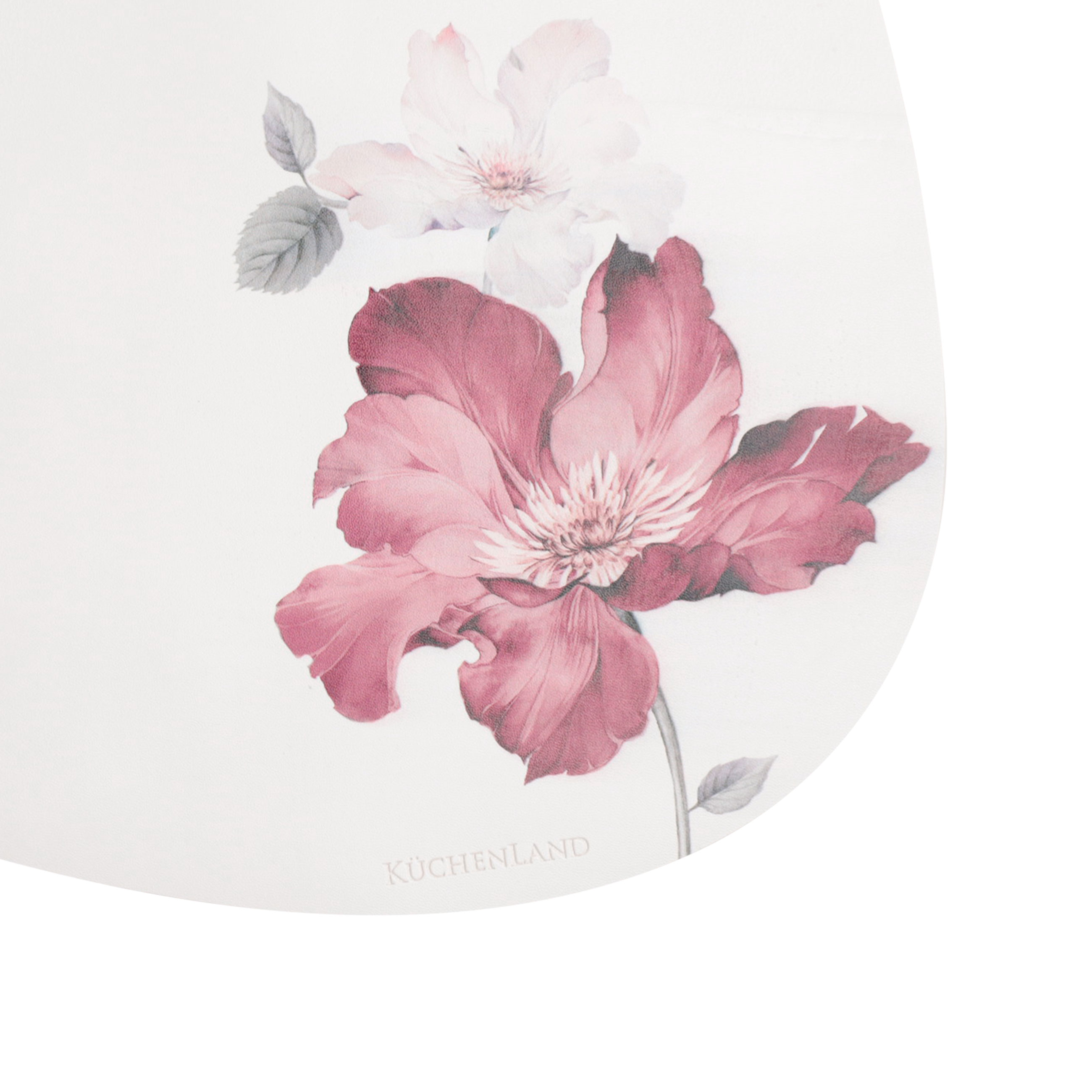 Салфетка под приборы, 37x45 см, ПВХ, фигурная, белая, Цветок и листья, Rock print изображение № 2