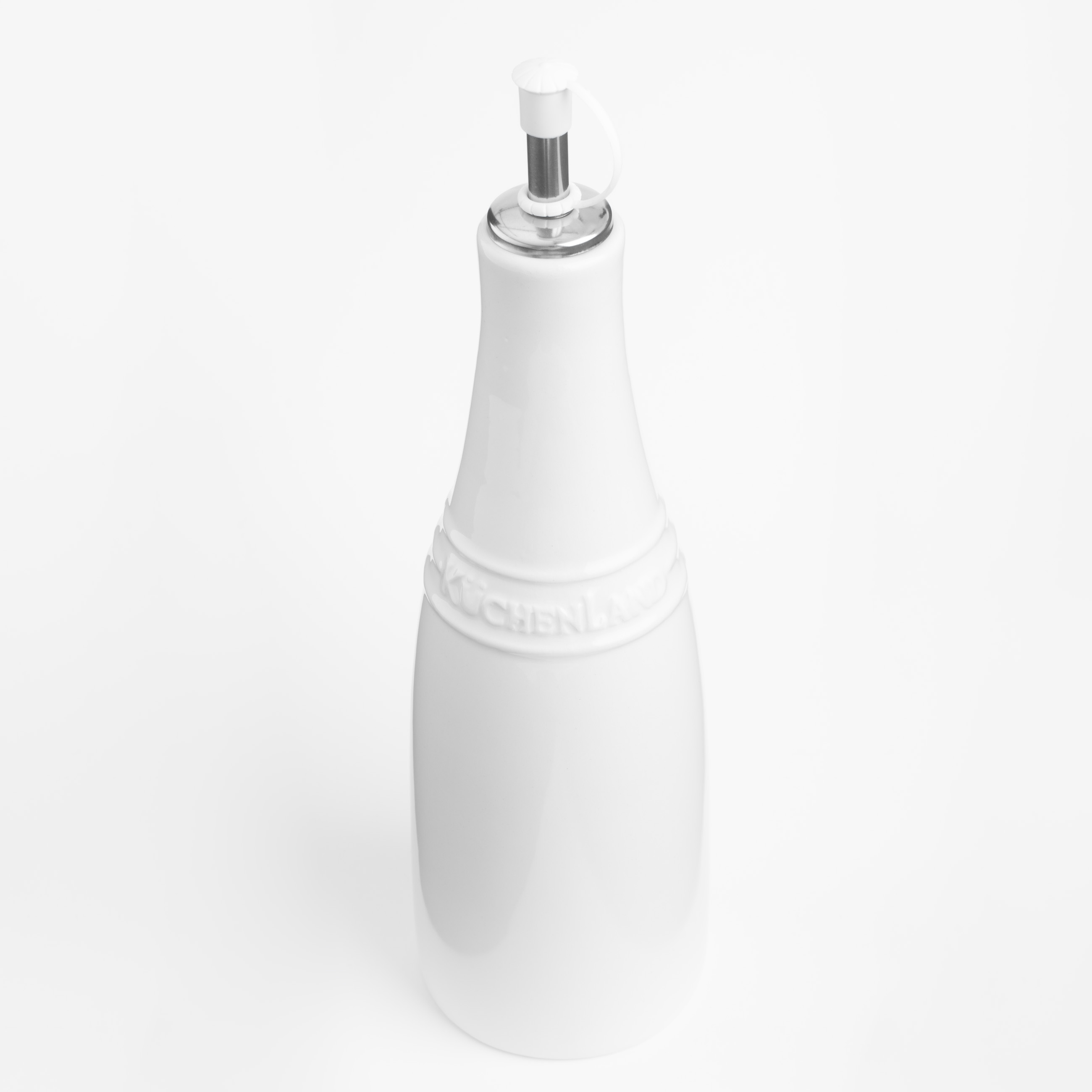 Бутылка для масла или уксуса, 450 мл, с дозатором, керамика/сталь, белая, Ceramo изображение № 2