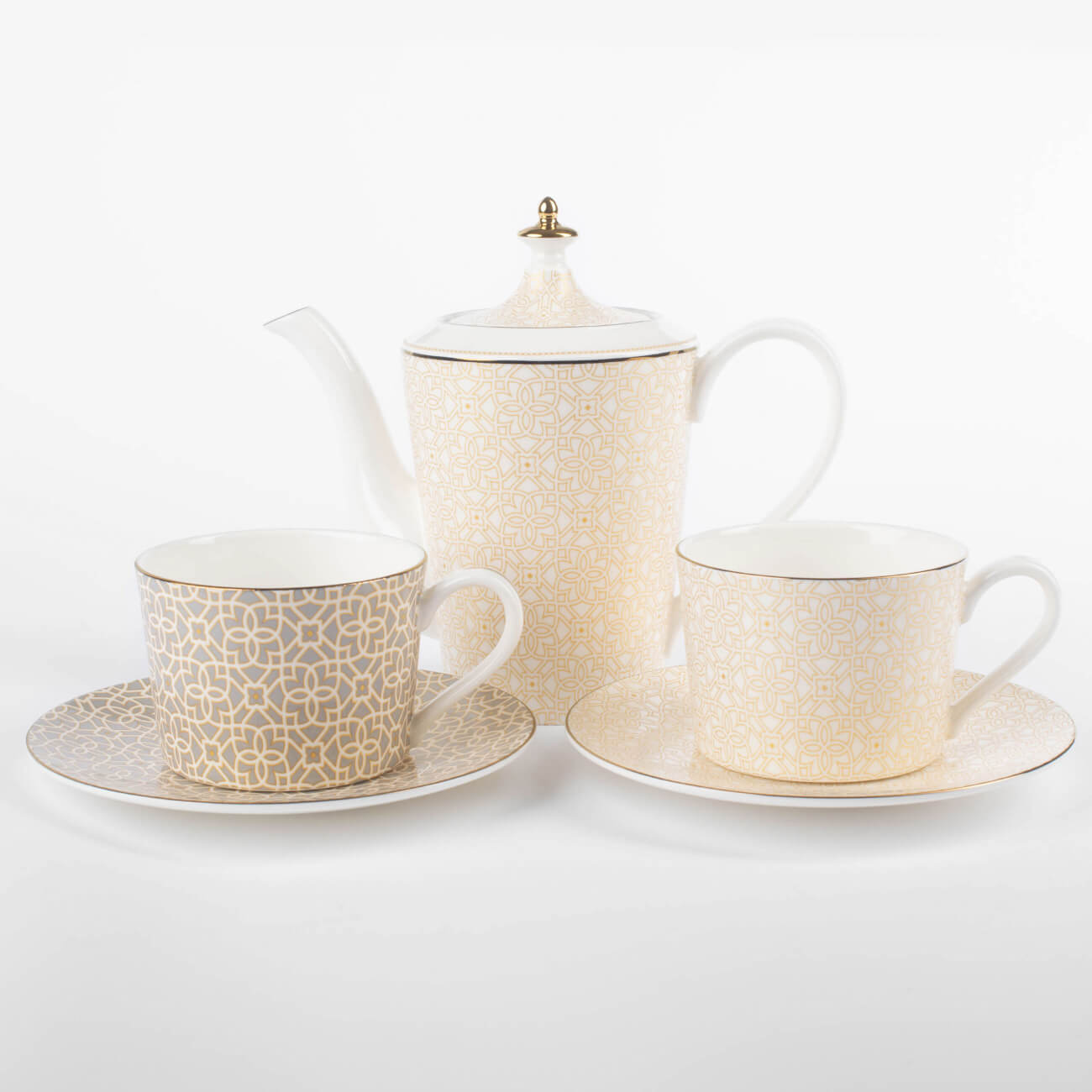 Набор чайный, 2 перс, 5 пр, фарфор F, микс, с золотистым кантом, Орнамент, Liberty набор чайный гриб