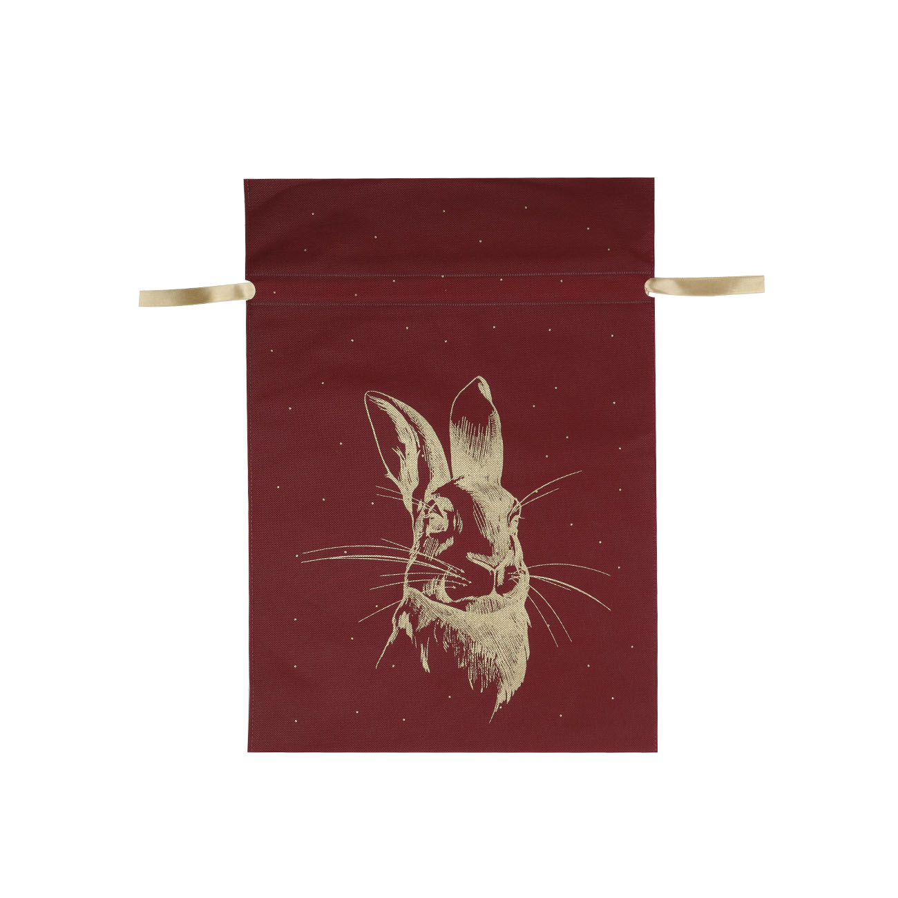Мешок подарочный, 20x30 см, с завязками, полипропилен, красный, Кролик золотистый, Rabbit
