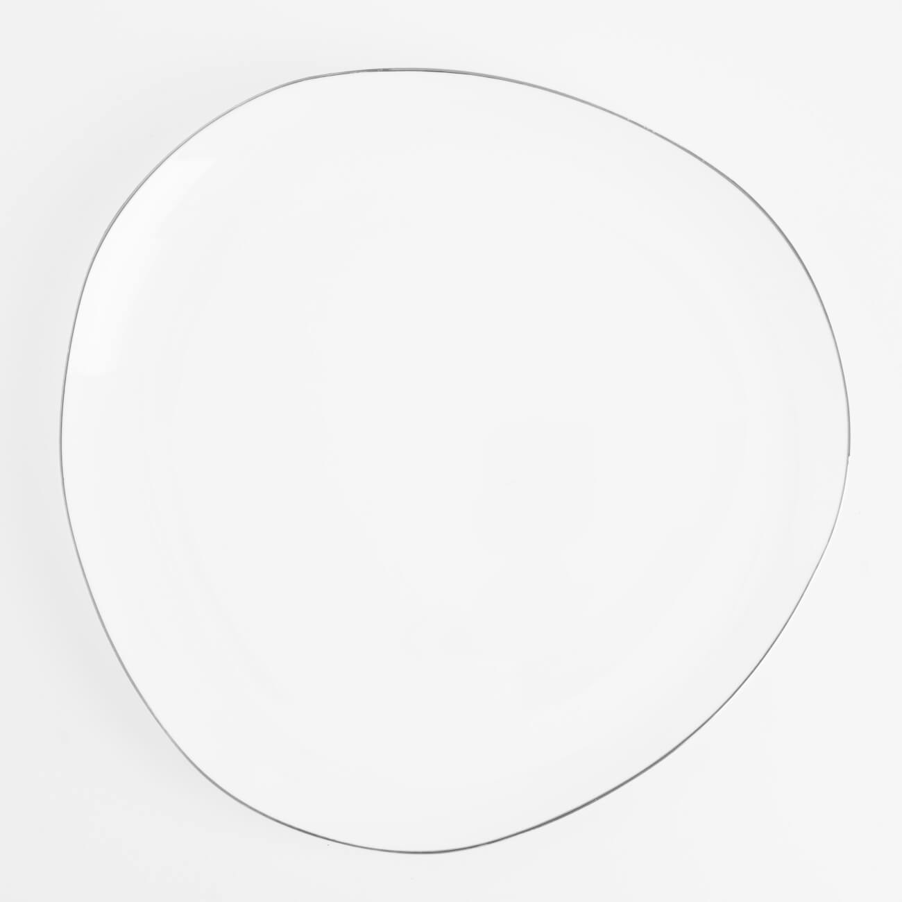 Тарелка закусочная, 21 см, фарфор F, белая, Bend silver - фото 1