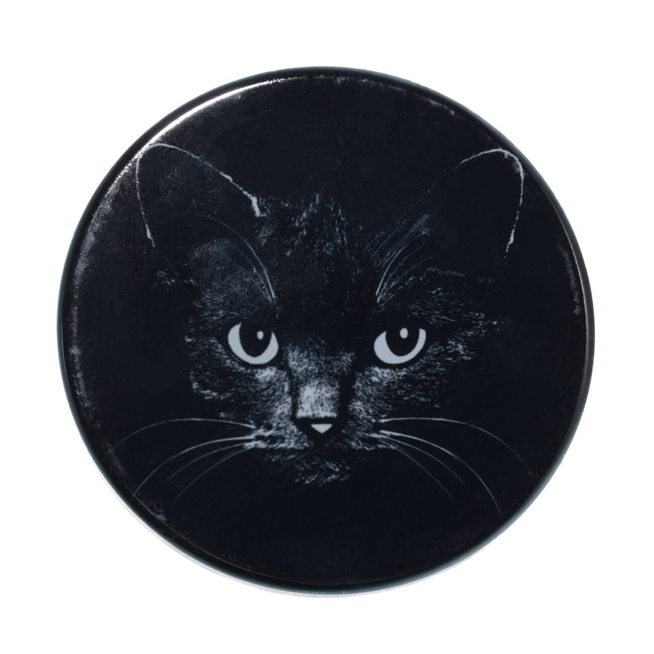 Подставка под кружку, 11x11 см, керамика/пробка, круглая, черная, Ночной кот, Cat night пробка для бутылки koziol miaou