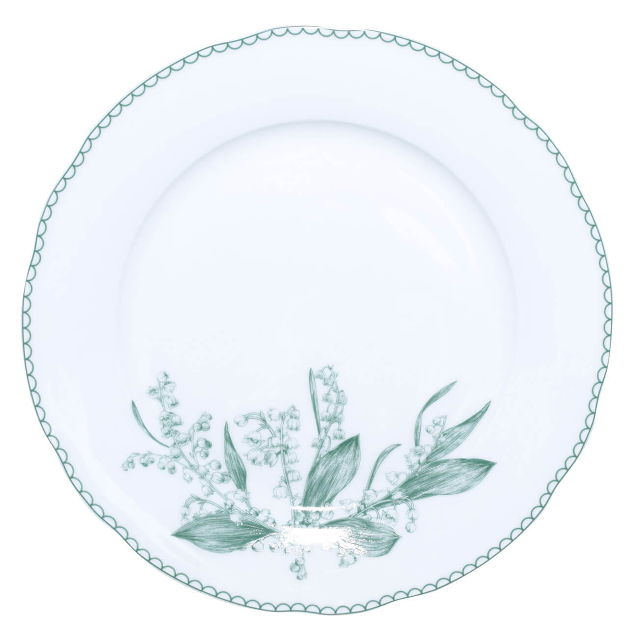 Тарелка обеденная, 27 см, фарфор F, белая, Весенние ландыши, May-lily тарелка керамическая обеденная 550 мл 20 см серая 1 сорт иран