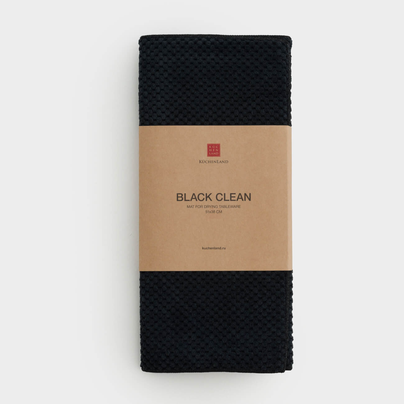 Коврик для сушки посуды, 51х38 см, микрофибра, черный, Black clean