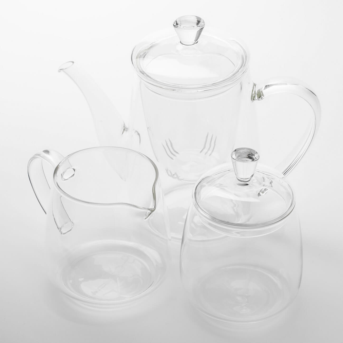 Набор чайный, 3 пр, стекло Б, Clear набор чайный 3 предмета баттерфляй пурпур creative tops 5151437
