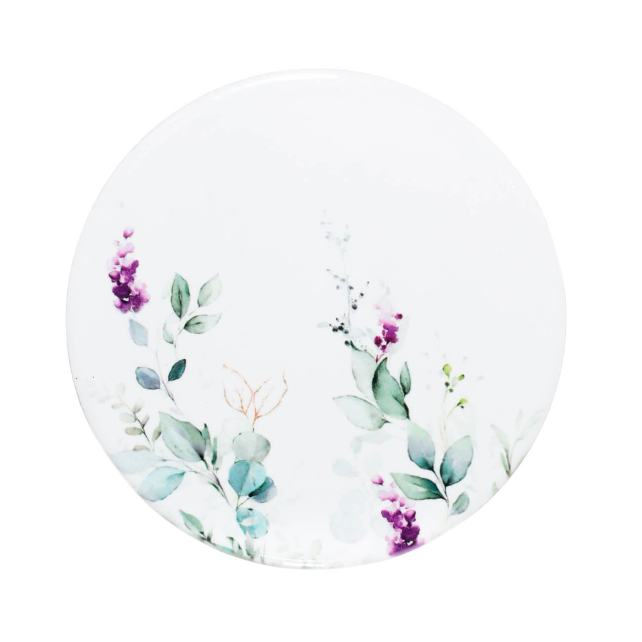 Подставка под кружку, 11 см, керамика/пробка, круглая, белая, Акварельные цветы, Senetti подставка под цветы 20 см