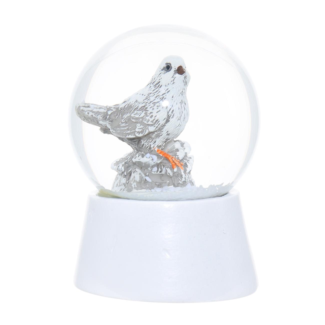 Снежный шар, 7 см, полирезин/стекло, Белая птичка, Birds