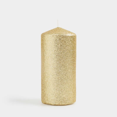 Свеча, 10 см, цилиндрическая, с блестками, шампань, Sparkly candle