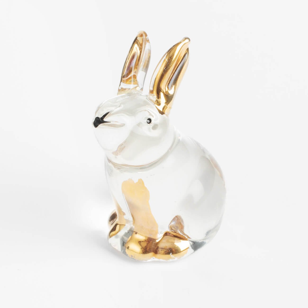 Статуэтка, 5 см, стекло, Кролик с золотистыми ушами и лапками, Vitreous - фото 1