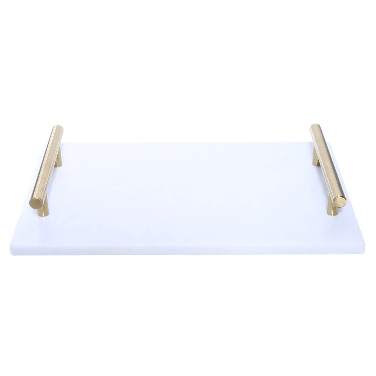 Поднос, 30x20 см, с ручками, мрамор, прямоугольный, белый/золотистый, Marble поднос фарфор прямоугольный arabesque 860091