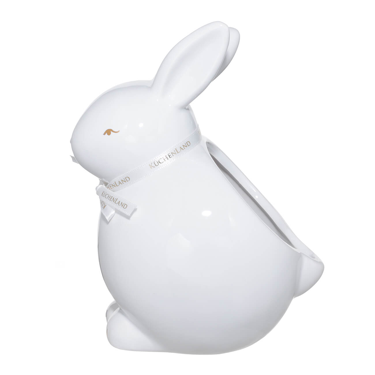 Конфетница, 20х16 см, керамика, белая, Кролик сидит, Easter gold