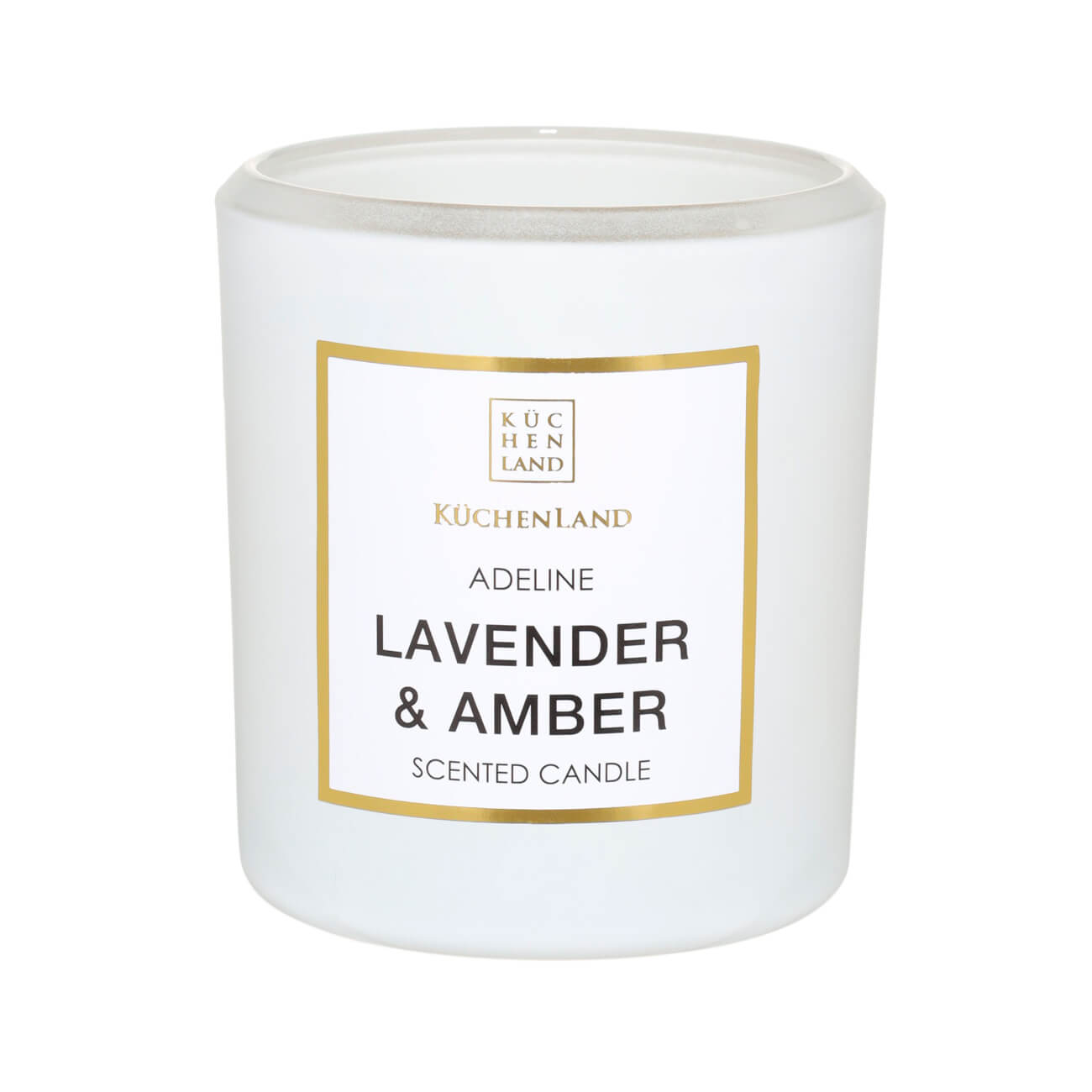 Свеча ароматическая, 10 см, в подсвечнике, белая, Lavender and Amber, Adeline свеча ароматическая 9 см в подсвечнике керамика белая neroli portofino b