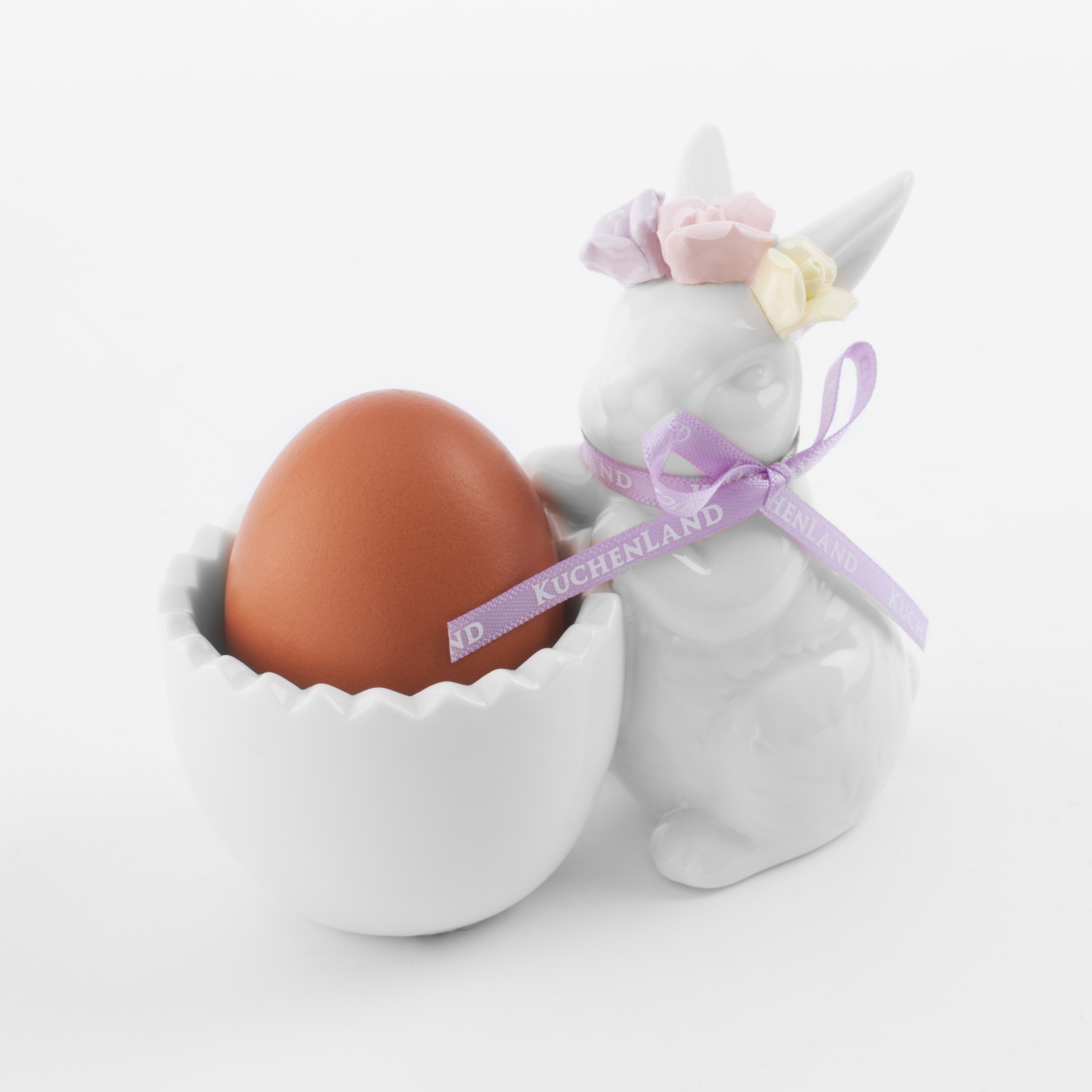 Подставка для яйца, 11 см, фарфор P, белая, Кролик в цветочном венке, Pure Easter изображение № 7