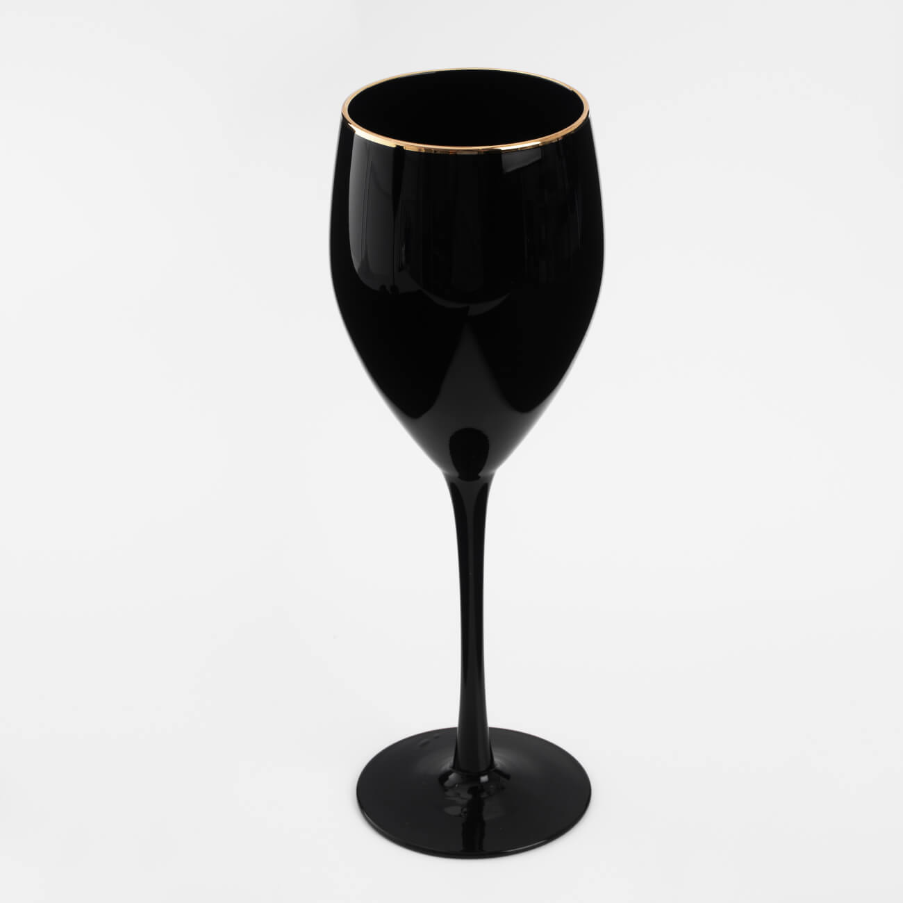 Бокал для вина, 350 мл, стекло, с золотистым кантом, черный, Bresso color - фото 1