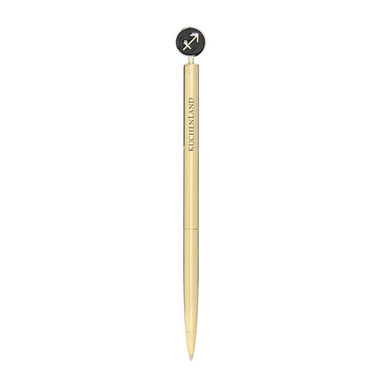 Ручка шариковая, 15 см, с фигуркой, сталь, золотисто-черная, Стрелец, Zodiac