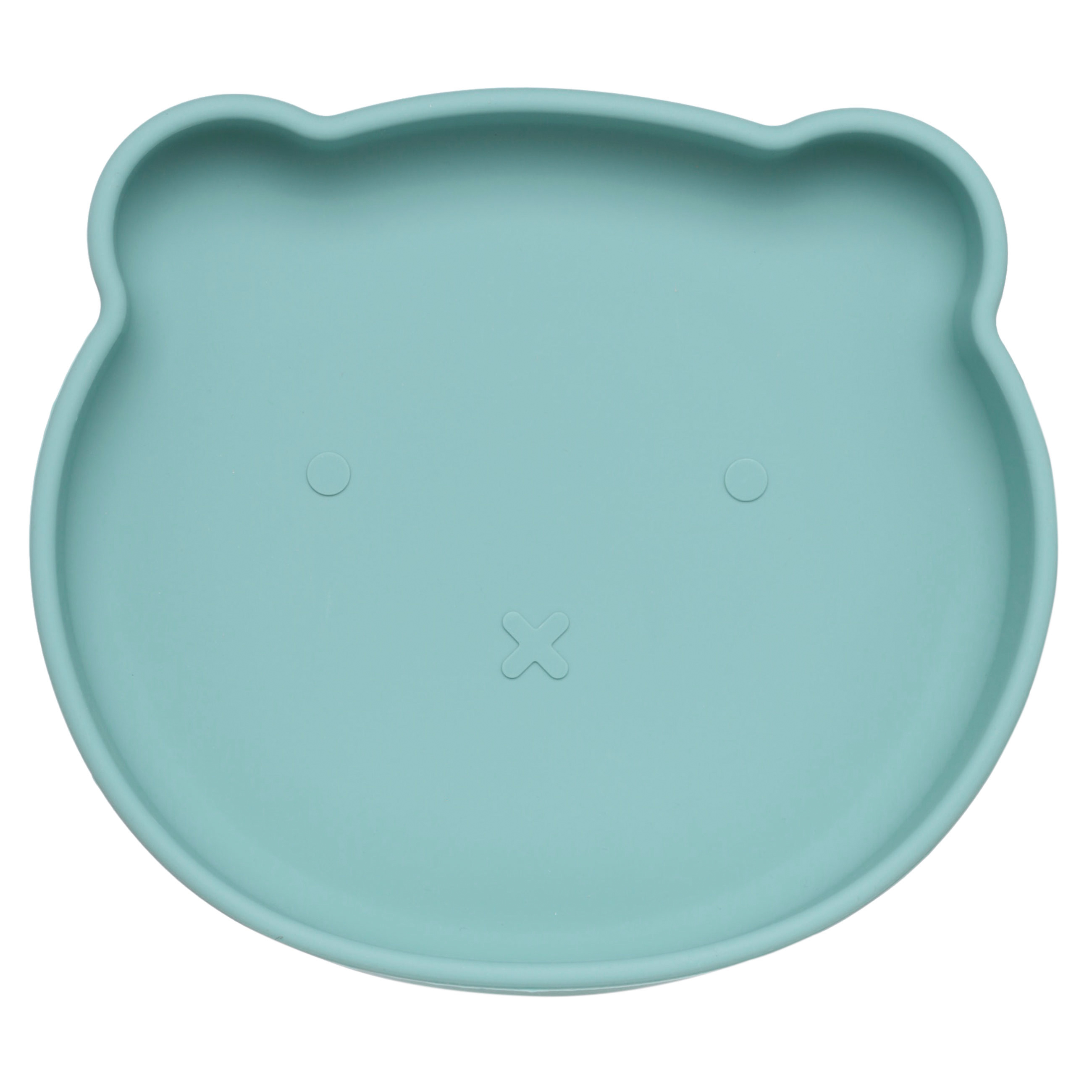 Тарелка детская, 17х16 см, на присоске, силикон, зеленая, Мишка, Kiddy изображение № 3